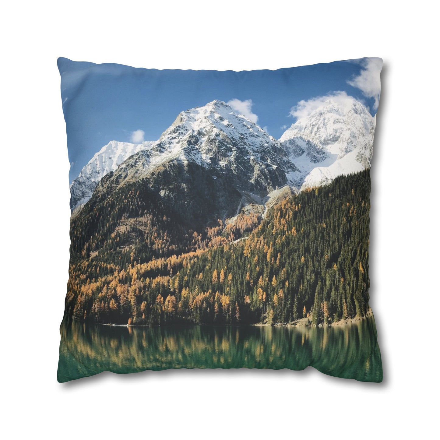 Faux Suede Square Pillowcase with Landscape