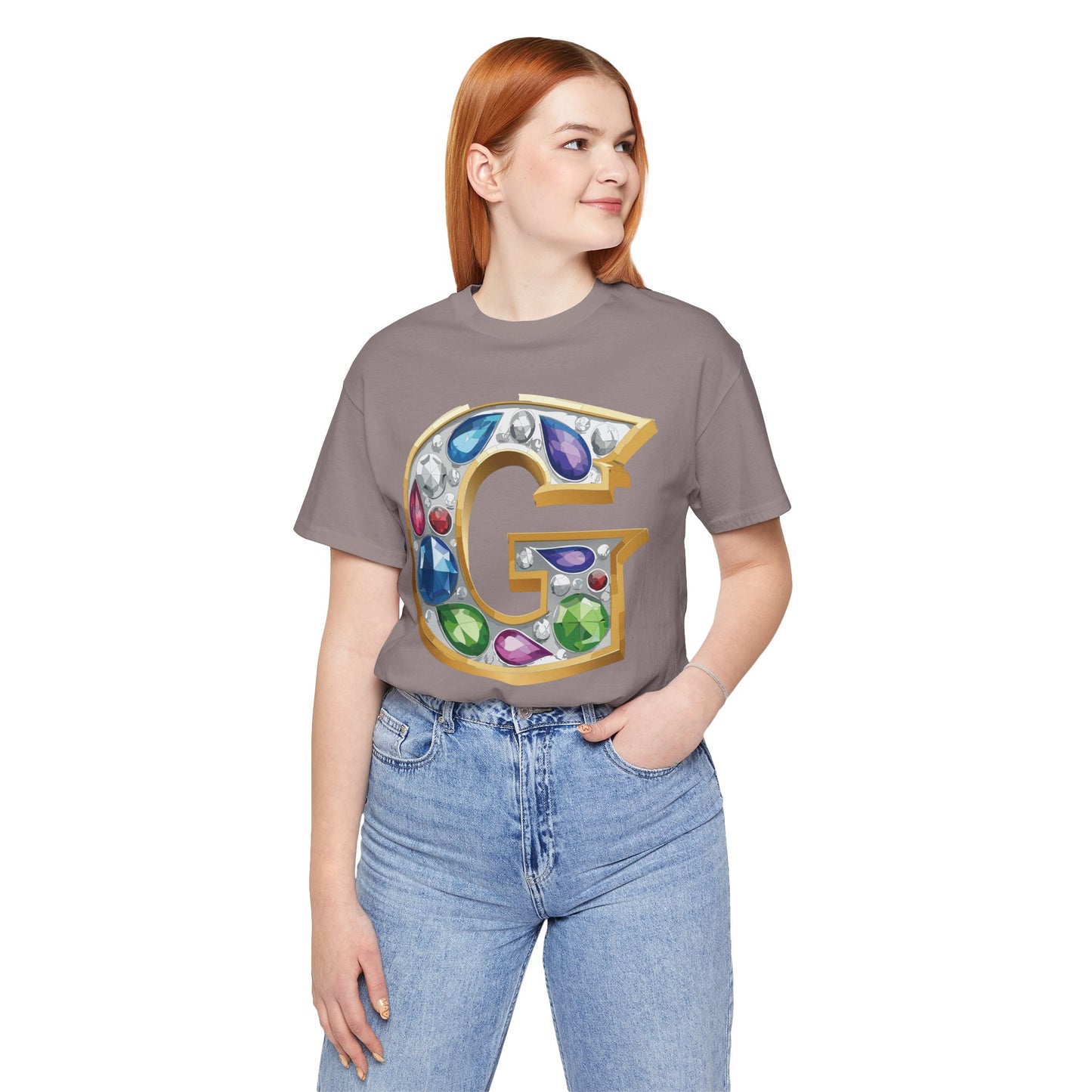 Letter Shirt, Shirt with Letters, Tee Shirt with Gold Letter, Shirt with Antique Letters