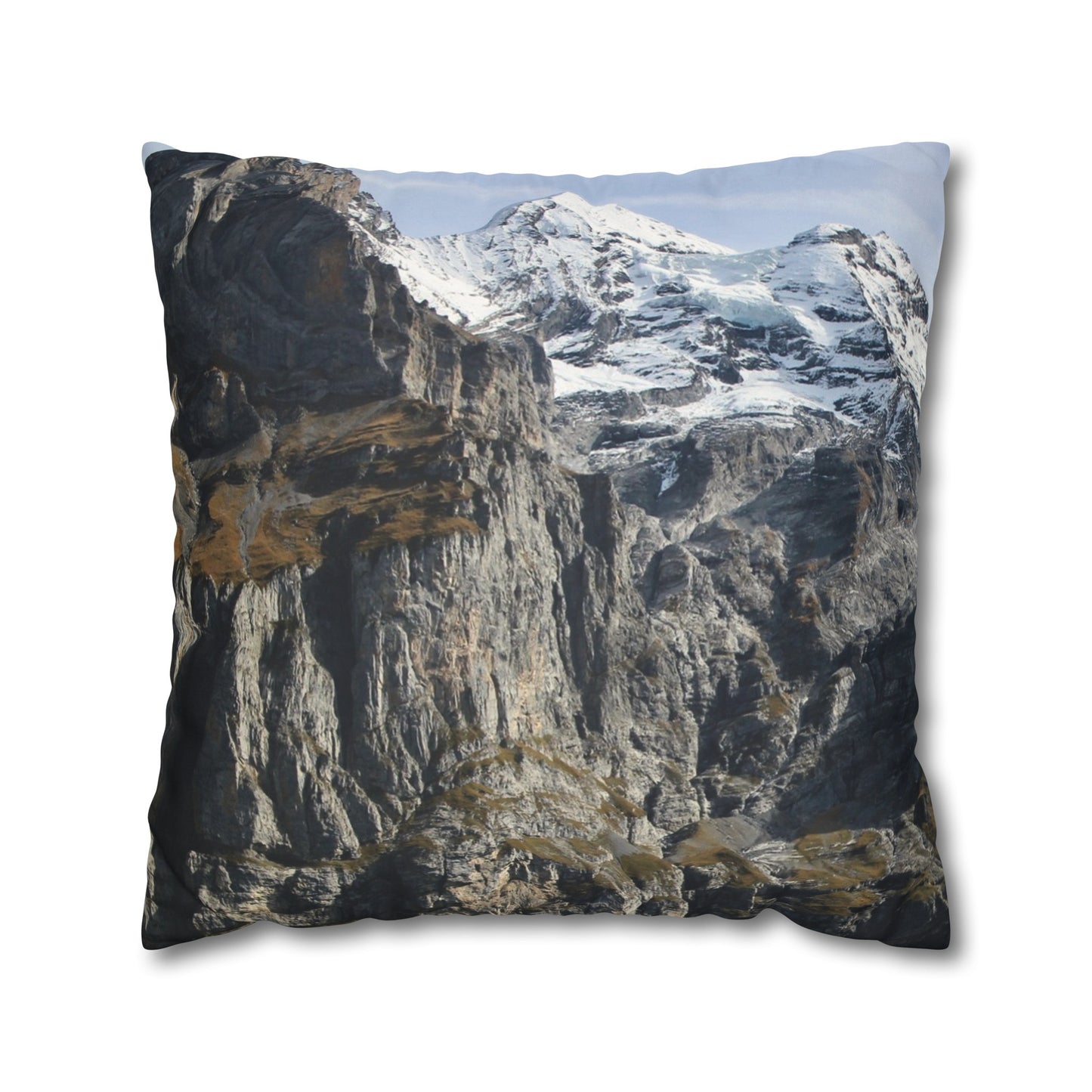 Faux Suede Square Pillowcase with Landscape