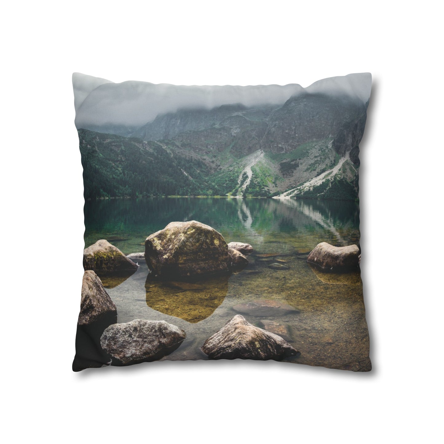 Faux Suede Square Pillowcase with Landscape