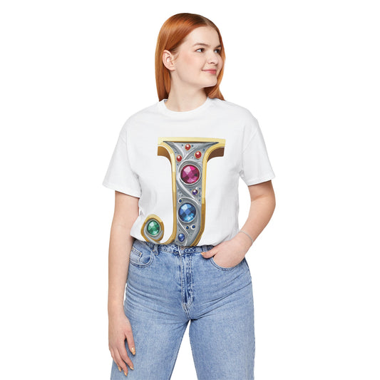 Letter Shirt, Shirt with Letters, Tee Shirt with Gold Letter, Shirt with Antique Letters