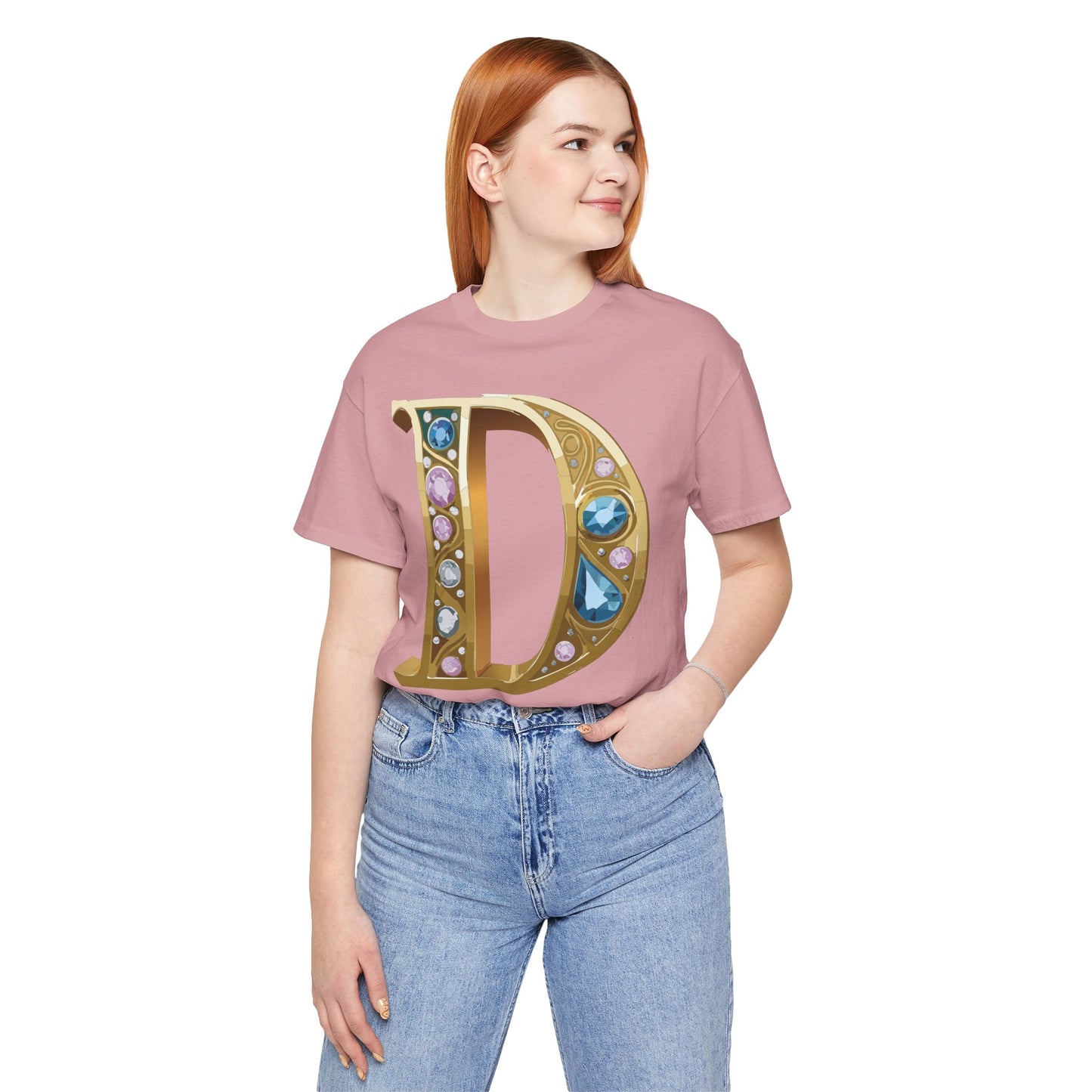 Letter Shirt, Shirt with Letters, Tee Shirt with Gold Letter, Shirt with Antique Letters
