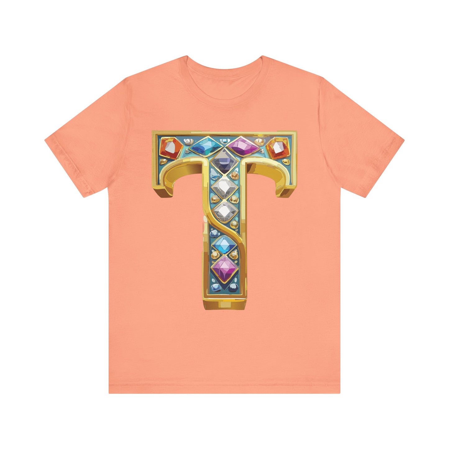 Letter Shirt, Shirt with Letters, Tee Shirt with Gold Letter, Shirt with Antique Letters