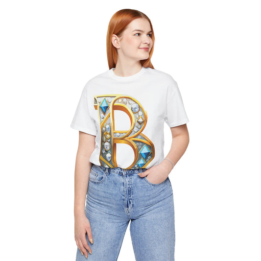 Letter Shirt, Shirt with Letters, Tee Shirt with Gold Letter, Shirt with Antique Letters