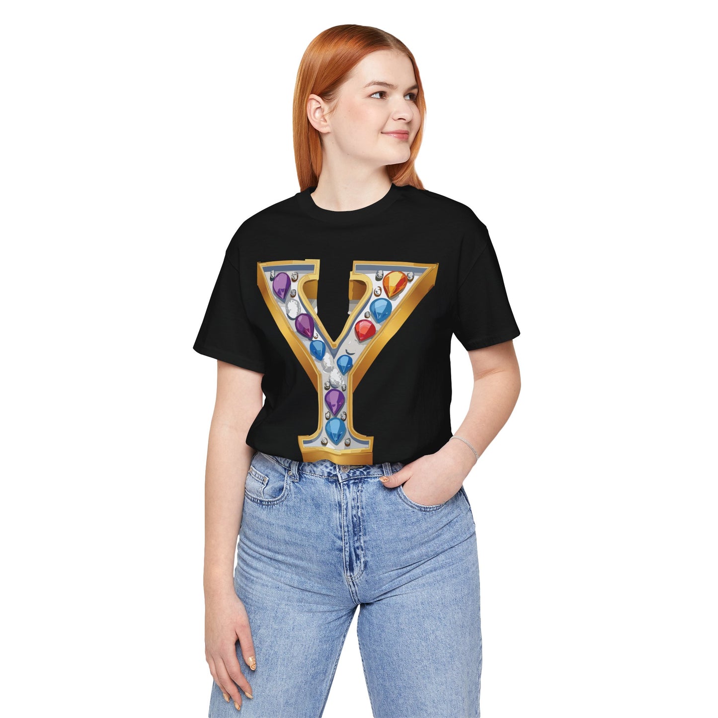 Letter Shirt, Shirt with Letters, Tee Shirt with Gold Letter, Shirt with Antique Letters