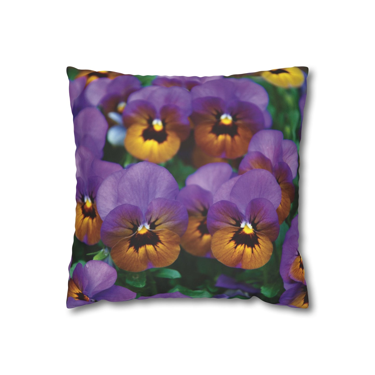 Floral Faux Suede Square Pillowcase