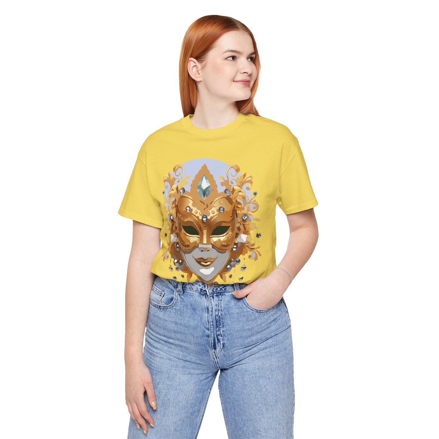 Mask Shirt, Shirt with Mask, Tee Shirt with Gold Face
