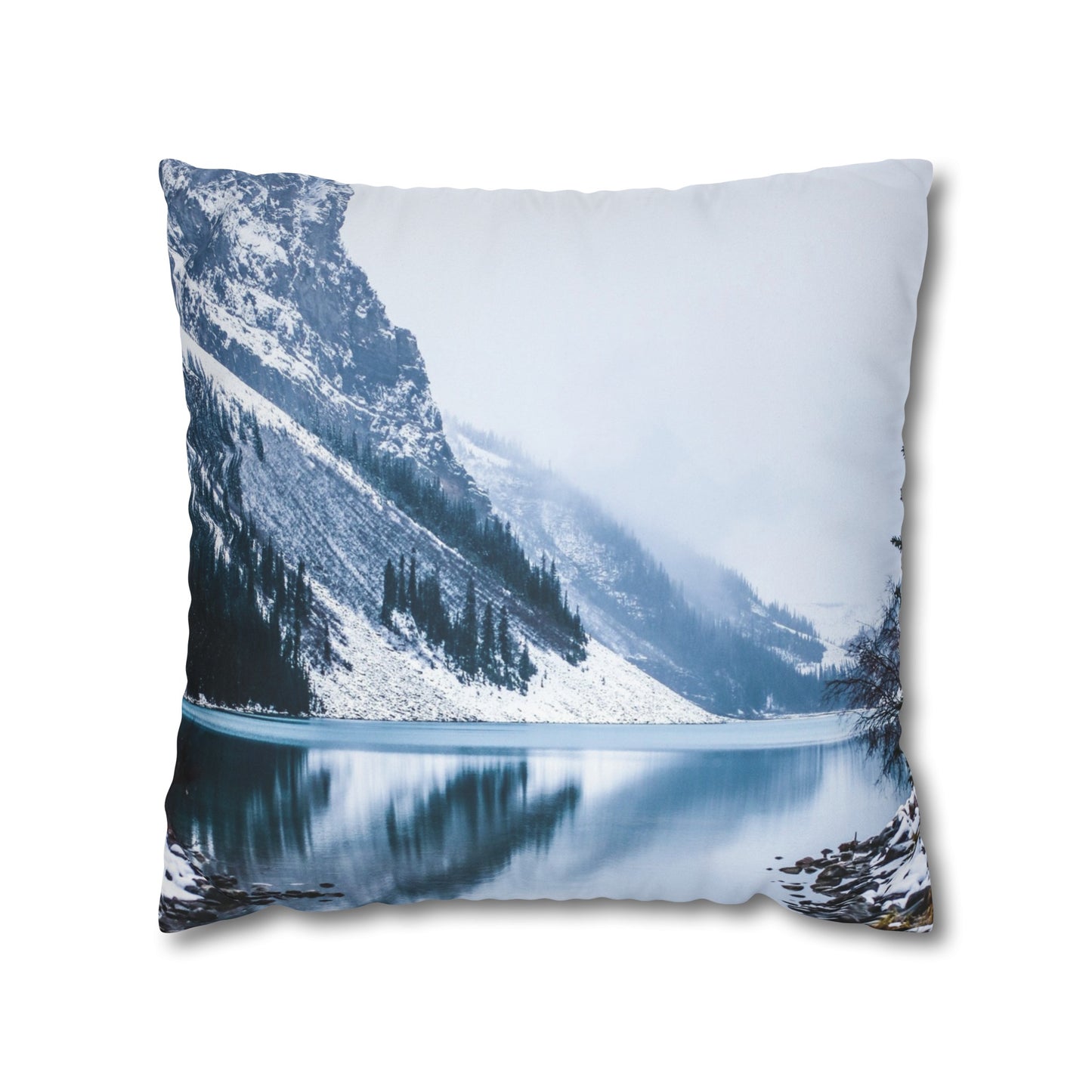 Faux Suede Square Pillowcase with Landscape