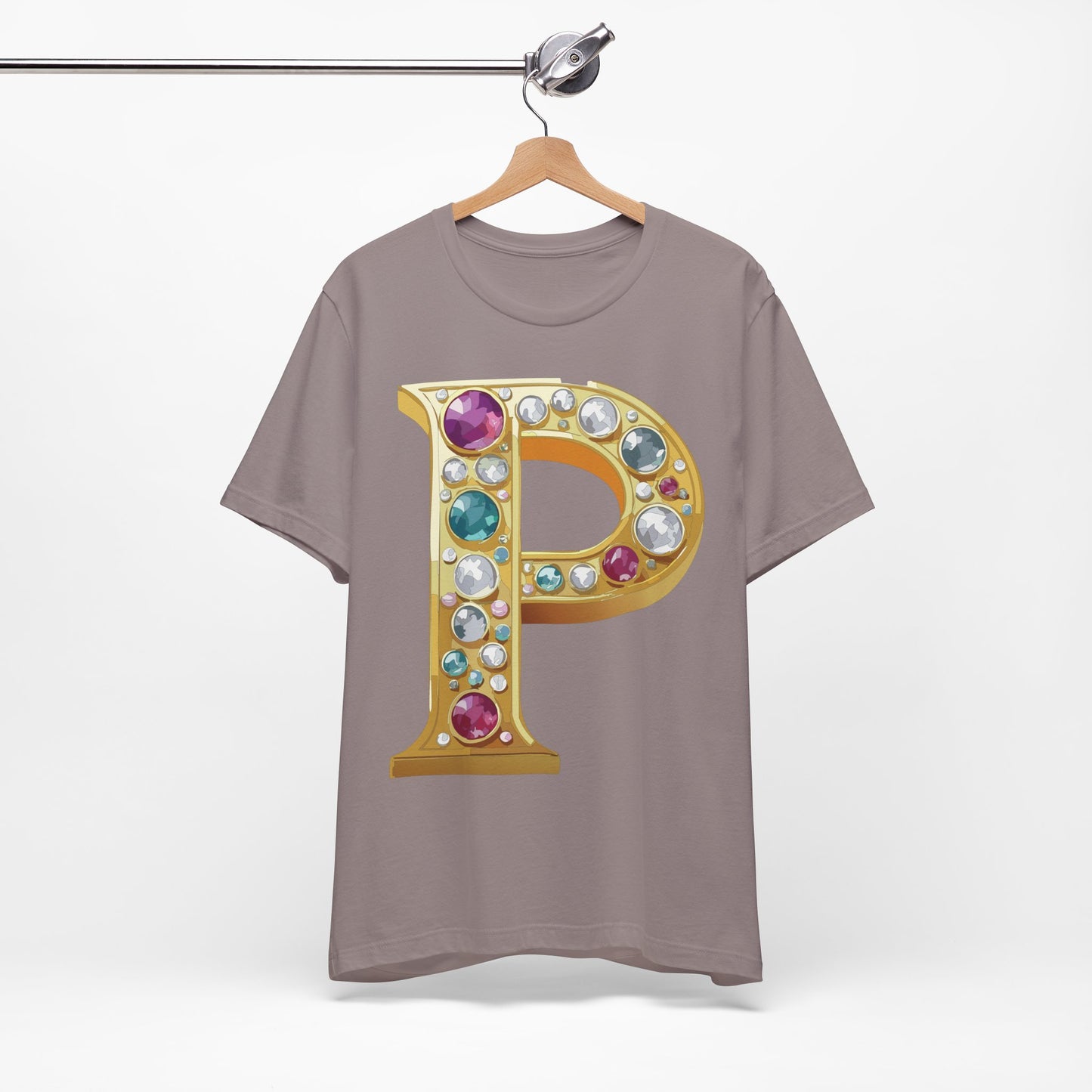 Letter Shirt, Shirt with Letters, Tee Shirt with Gold Letter, Shirt with Antique Letters