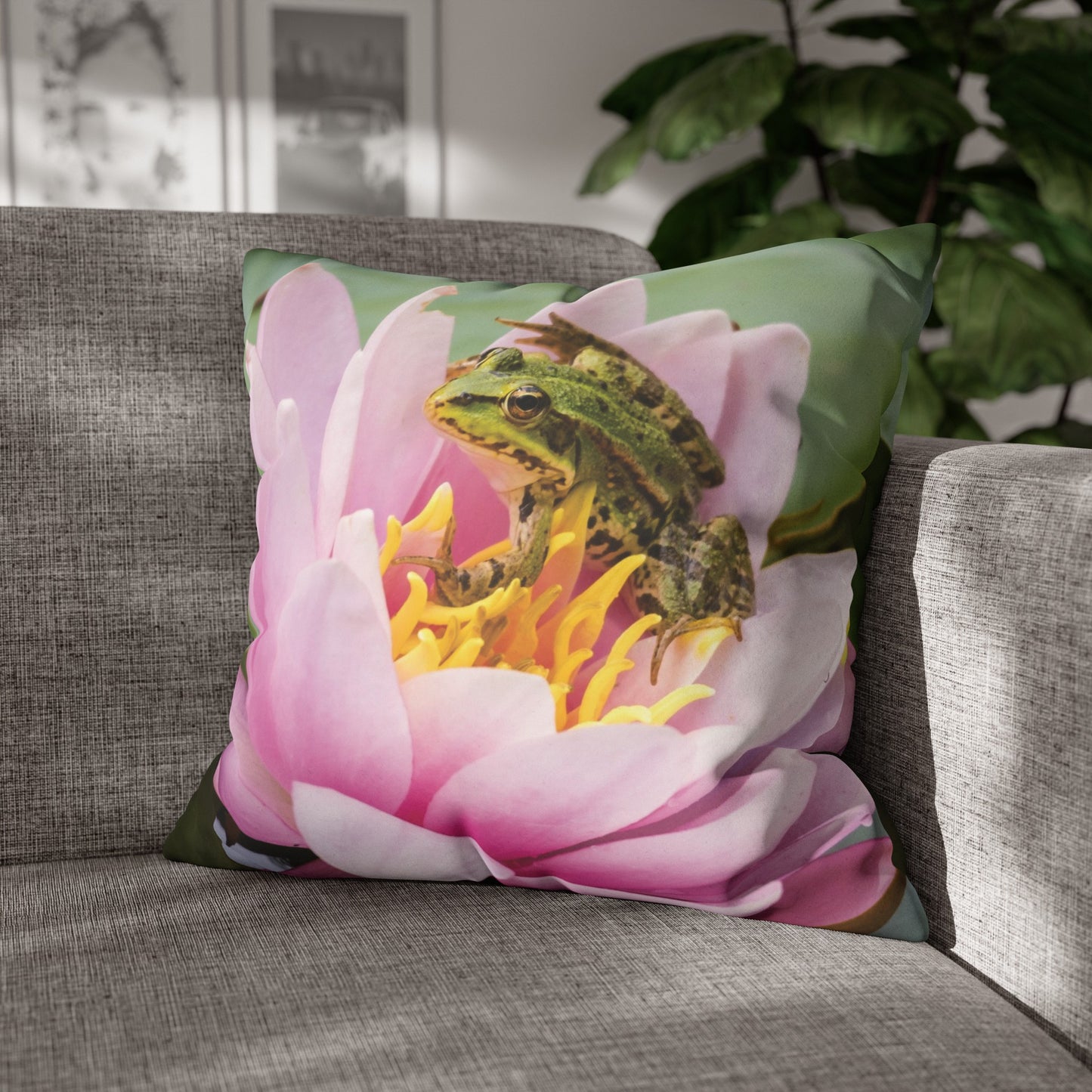 Floral Faux Suede Square Pillowcase