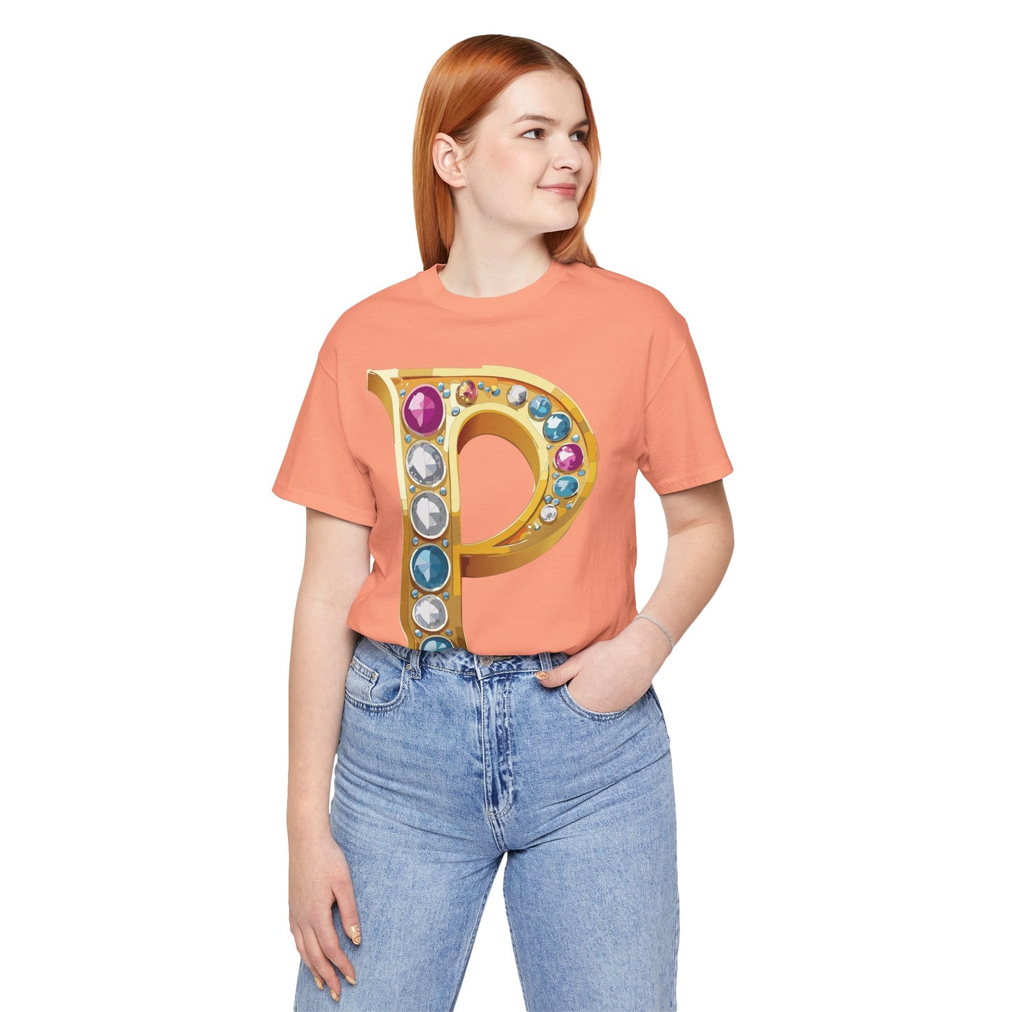 Letter Shirt, Shirt with Letters, Tee Shirt with Gold Letter, Shirt with Antique Letters