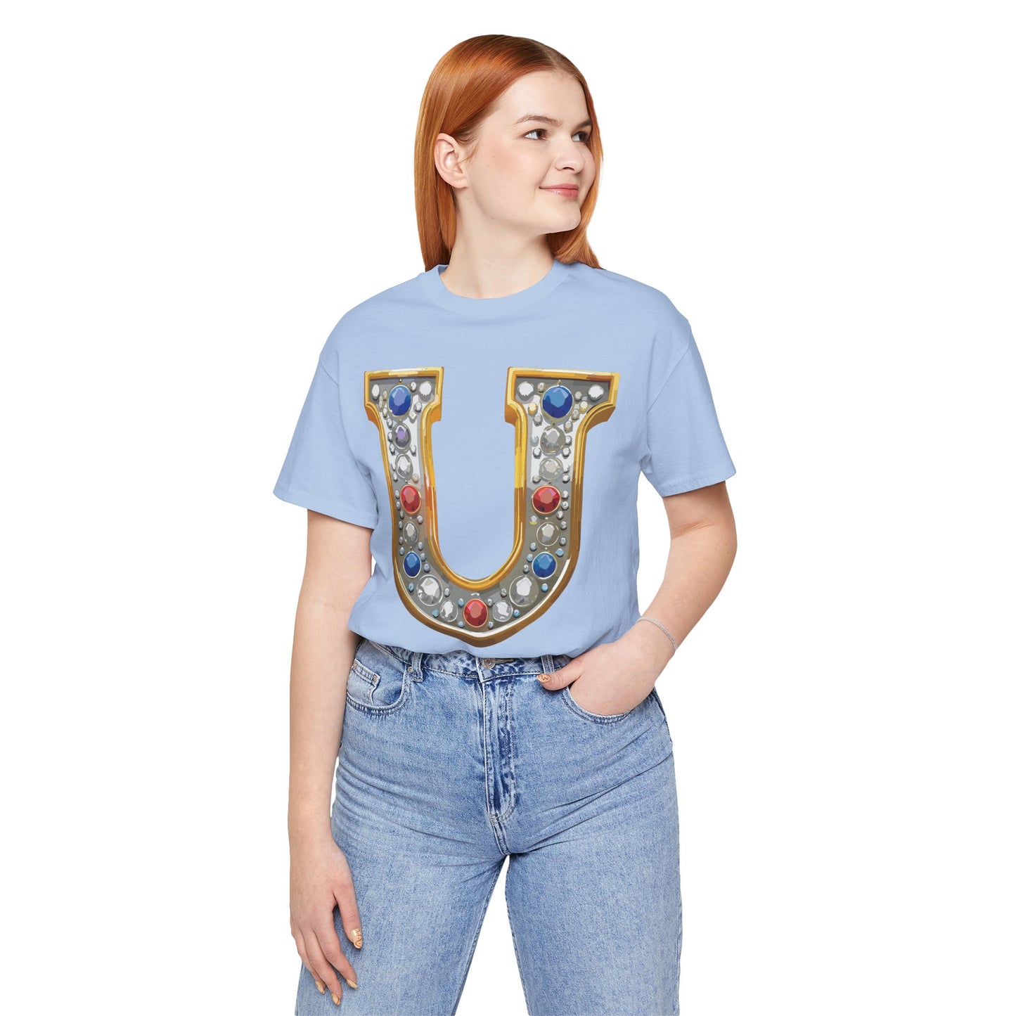 Letter Shirt, Shirt with Letters, Tee Shirt with Gold Letter, Shirt with Antique Letters