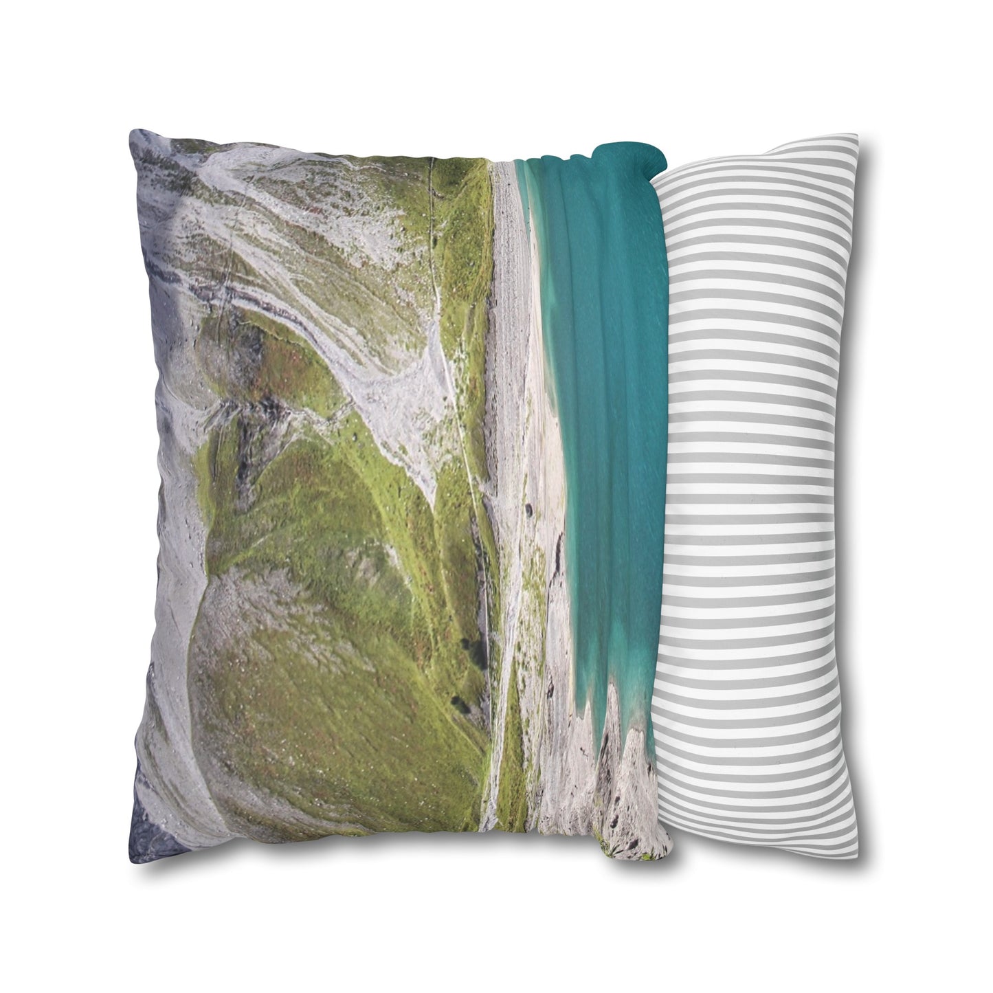 Faux Suede Square Pillowcase with Landscape