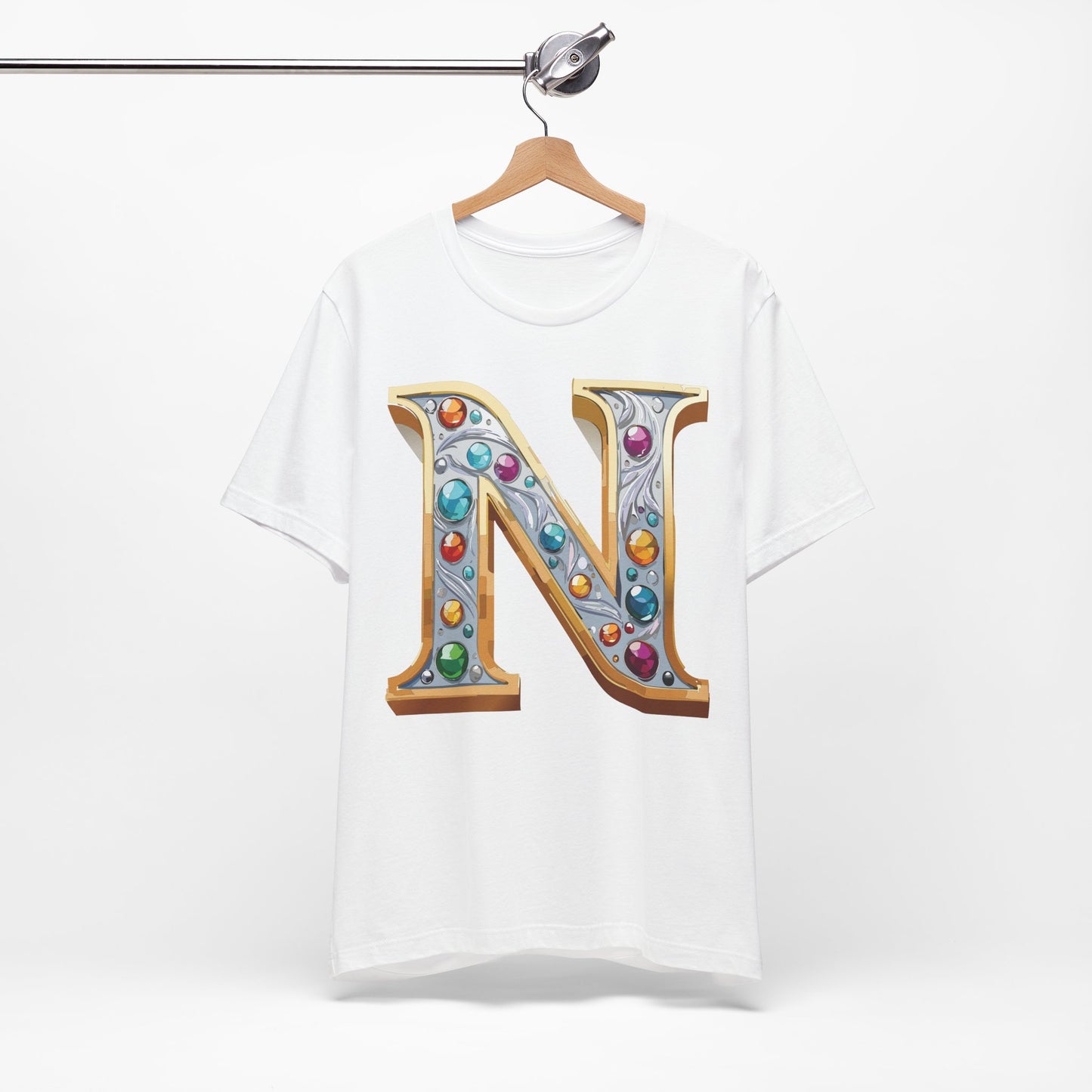Letter Shirt, Shirt with Letters, Tee Shirt with Gold Letter, Shirt with Antique Letters