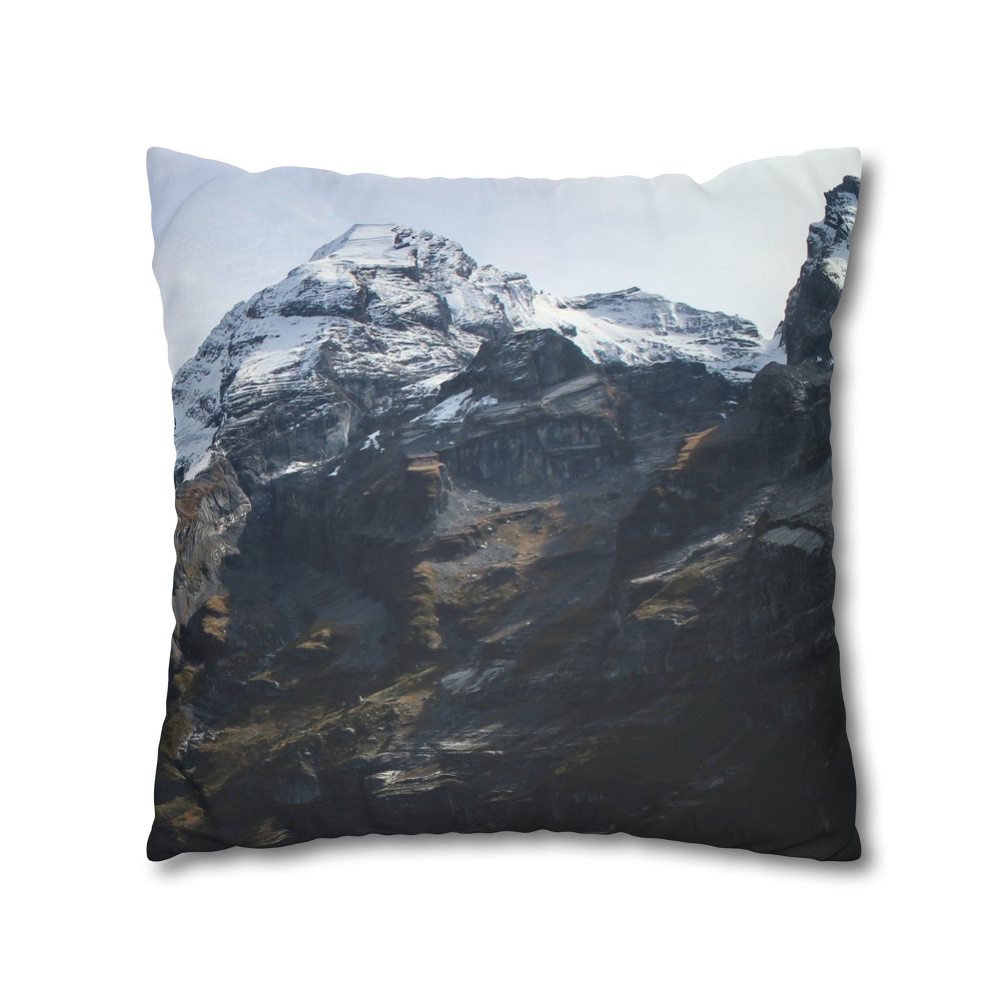 Faux Suede Square Pillowcase with Landscape