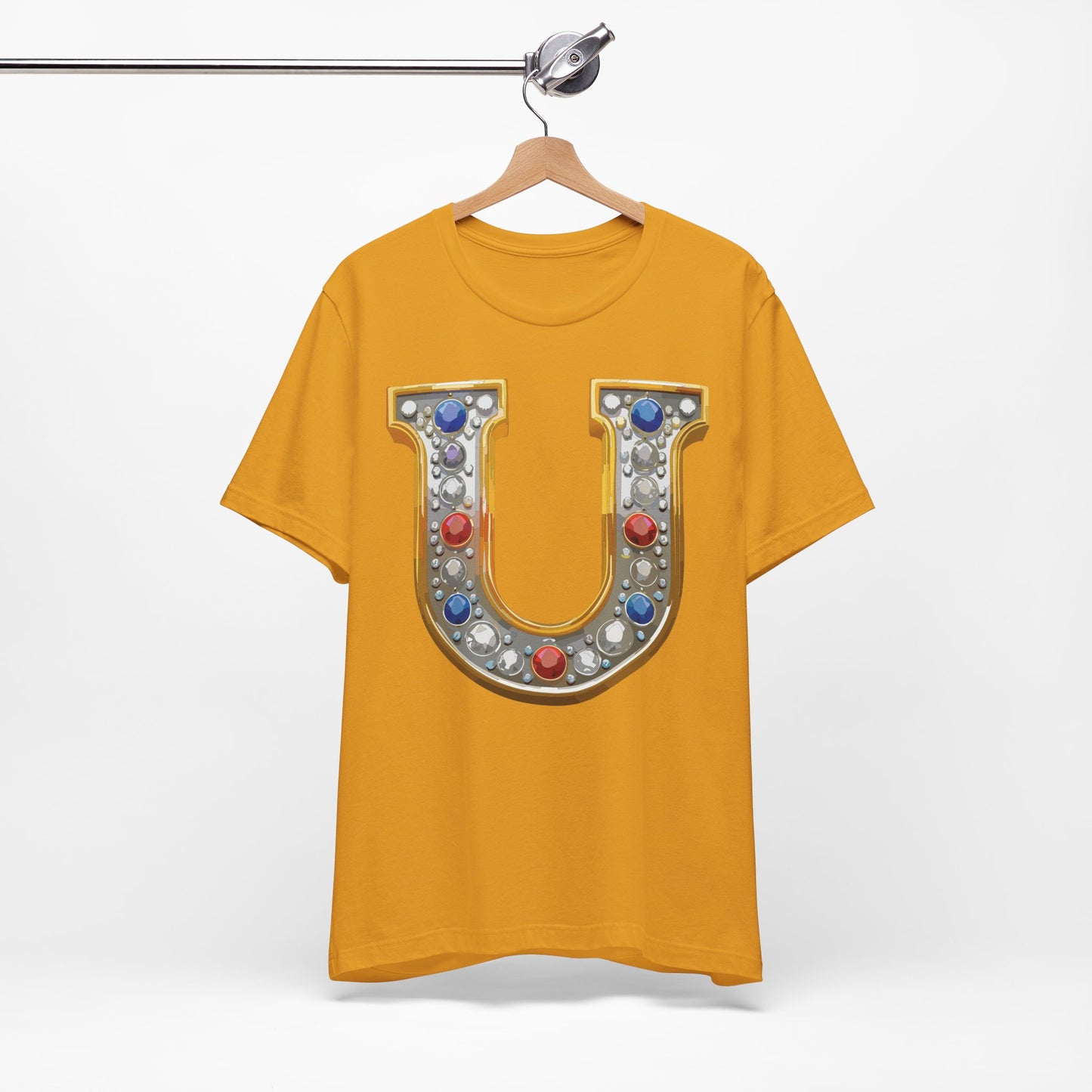 Letter Shirt, Shirt with Letters, Tee Shirt with Gold Letter, Shirt with Antique Letters