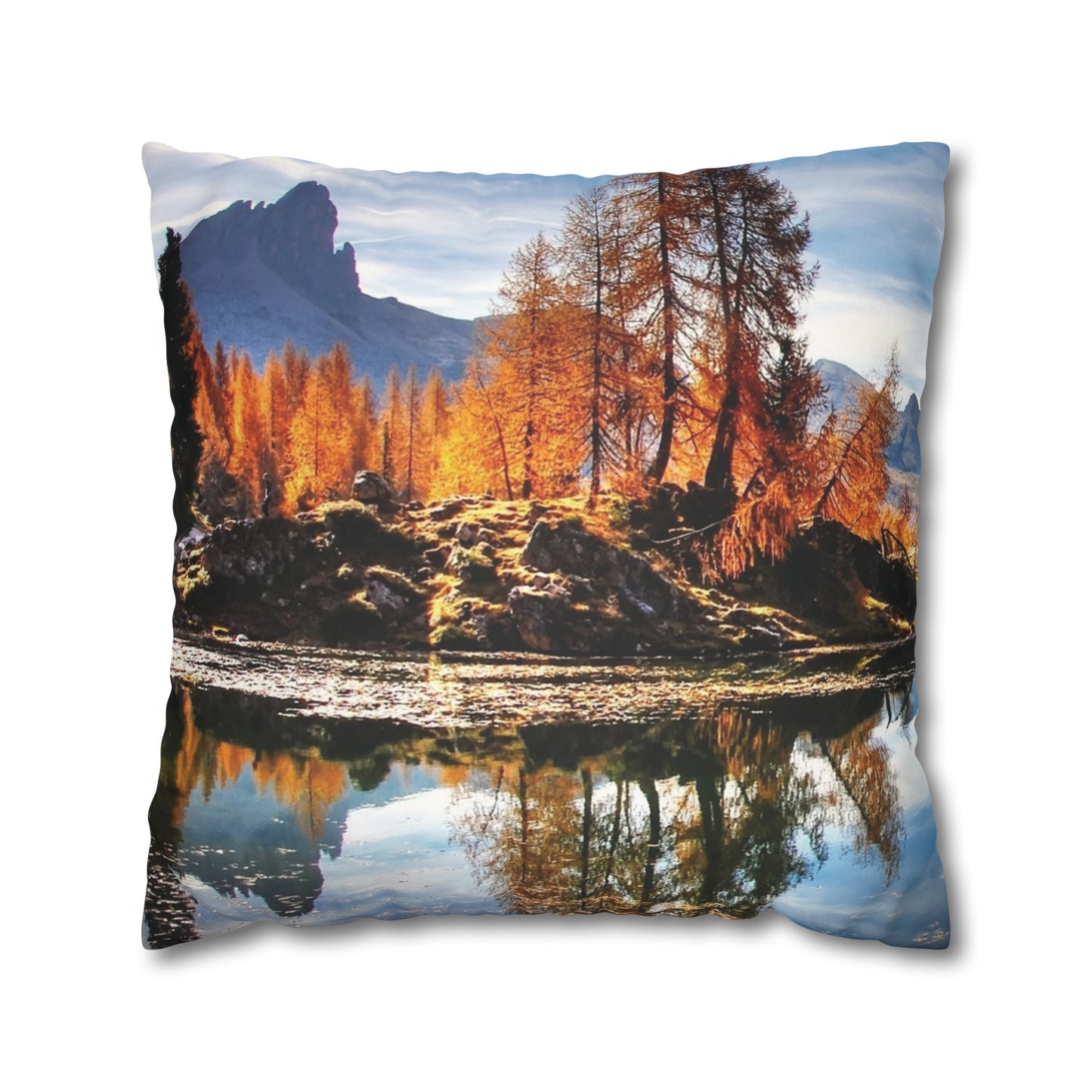 Faux Suede Square Pillowcase with Landscape