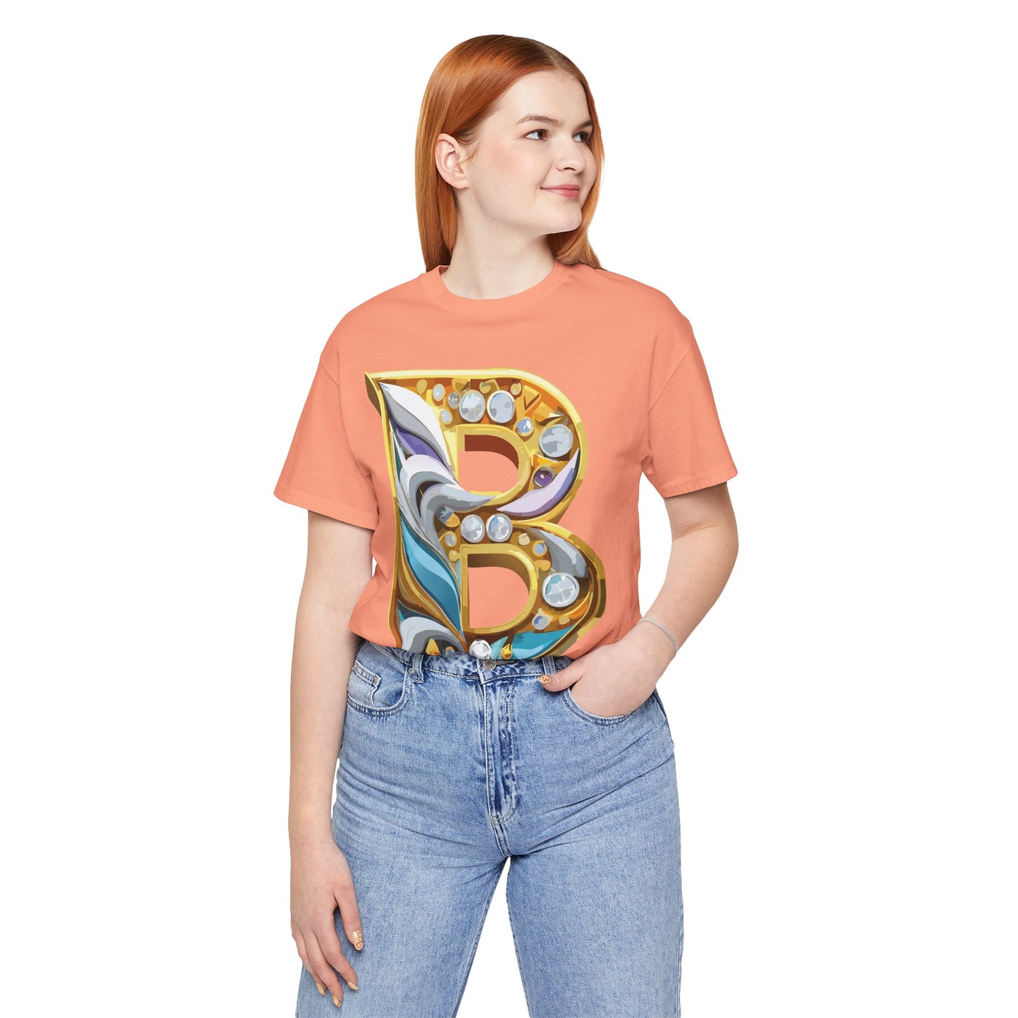 Letter Shirt, Shirt with Letters, Tee Shirt with Gold Letter, Shirt with Antique Letters