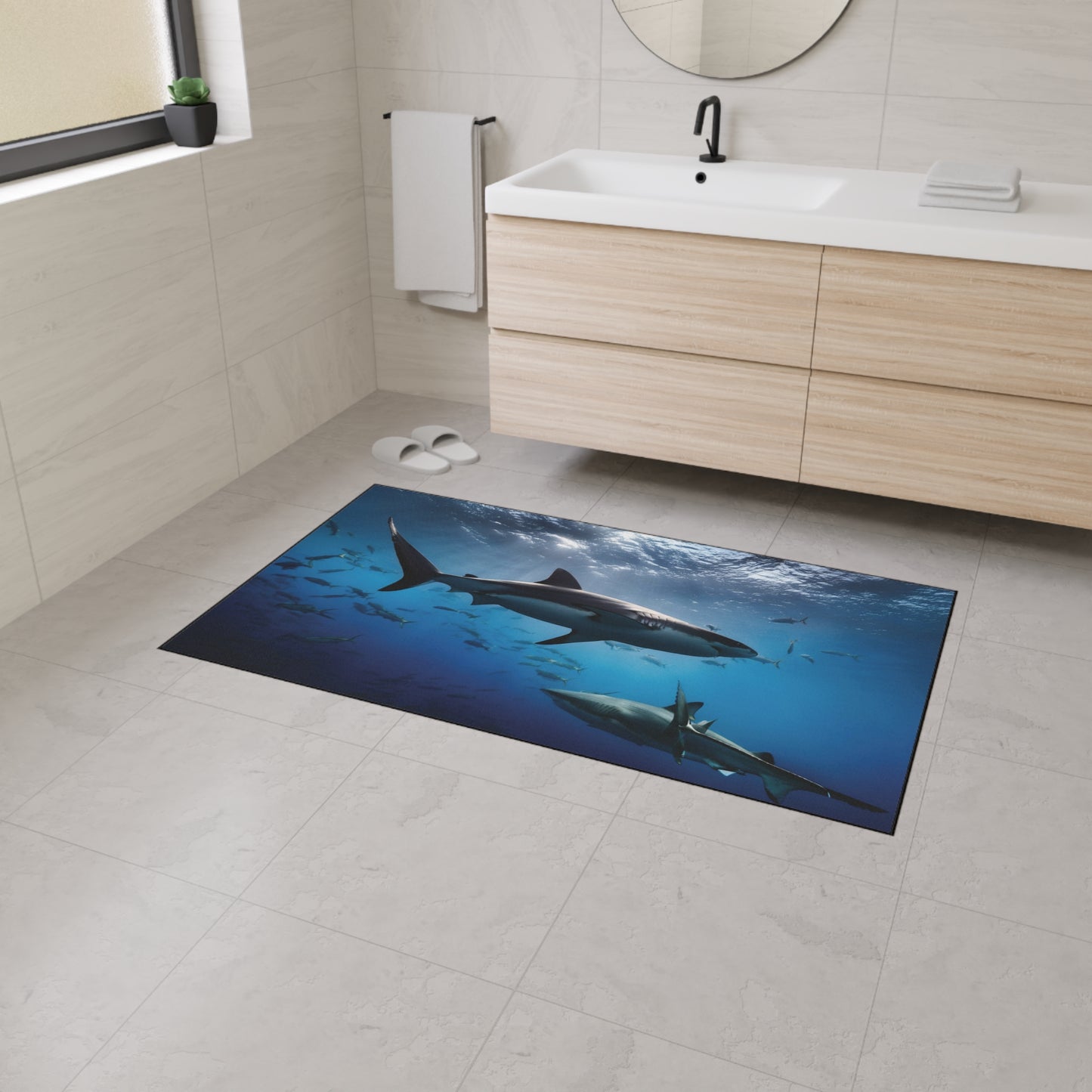 Heavy Duty Floor Mat - Deep Ocean- sharks