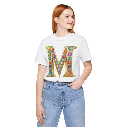 Letter Shirt, Shirt with Letters, Tee Shirt with Gold Letter, Shirt with Antique Letters