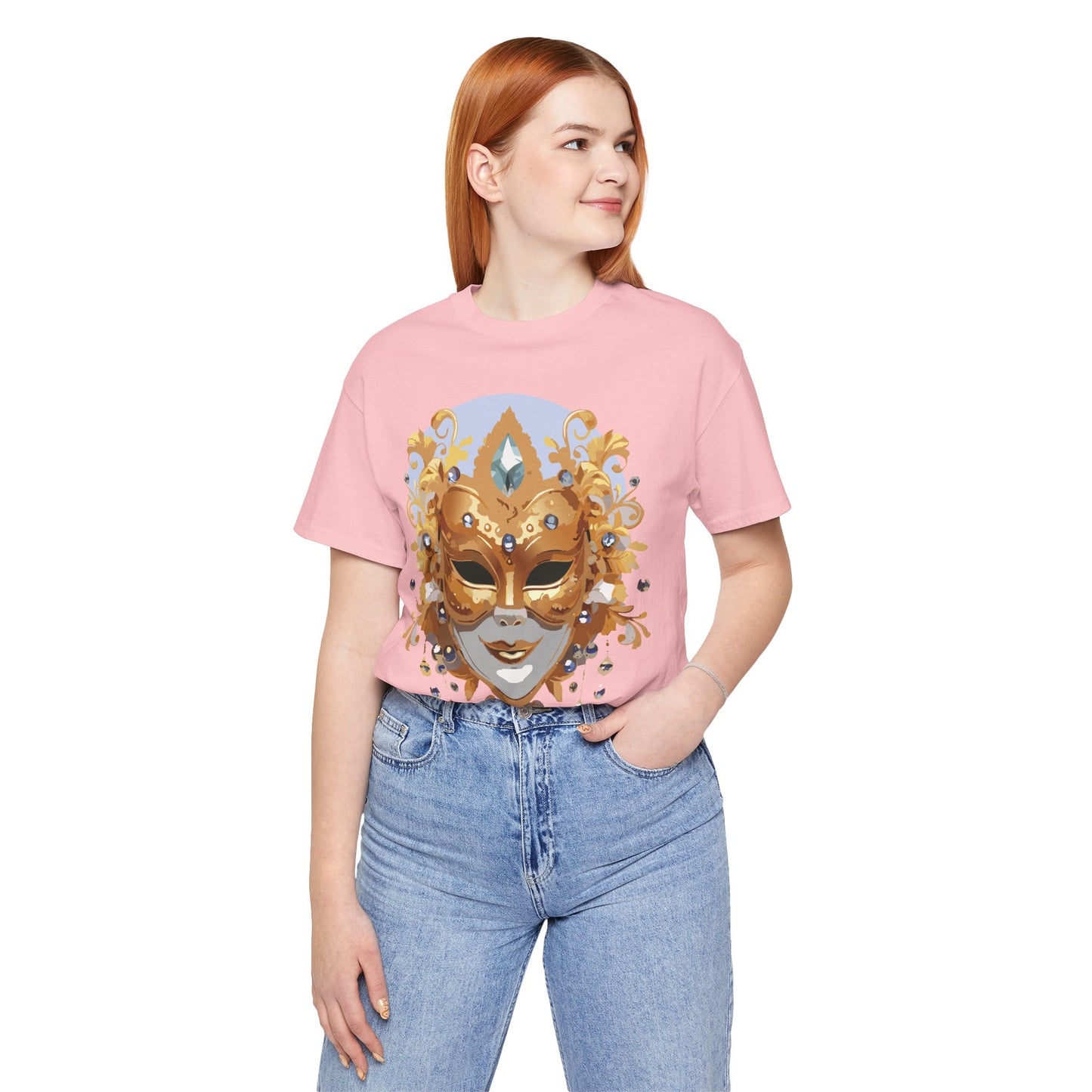 Mask Shirt, Shirt with Mask, Tee Shirt with Gold Face