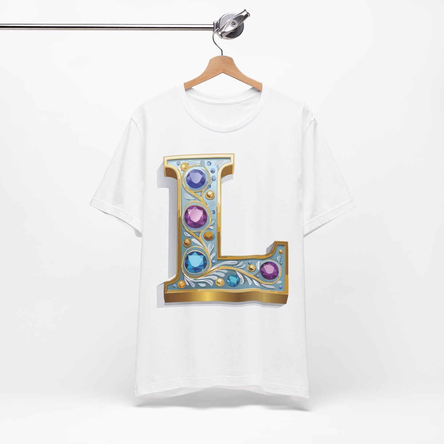 Letter Shirt, Shirt with Letters, Tee Shirt with Gold Letter, Shirt with Antique Letters