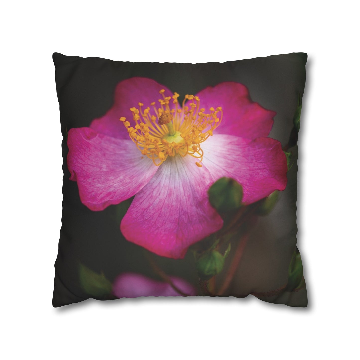 Floral Faux Suede Square Pillowcase