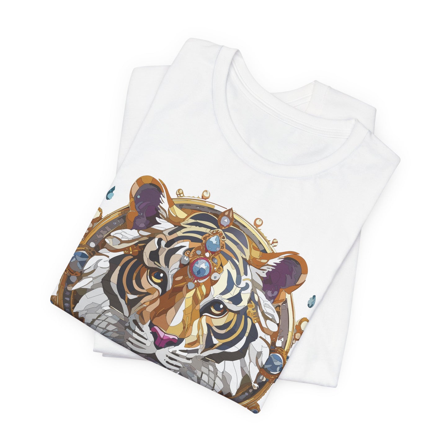 Animal Shirt, Shirt with Animal, Tee Shirt with Gold Animal Medal, Shirt with Antique Animal Medallion