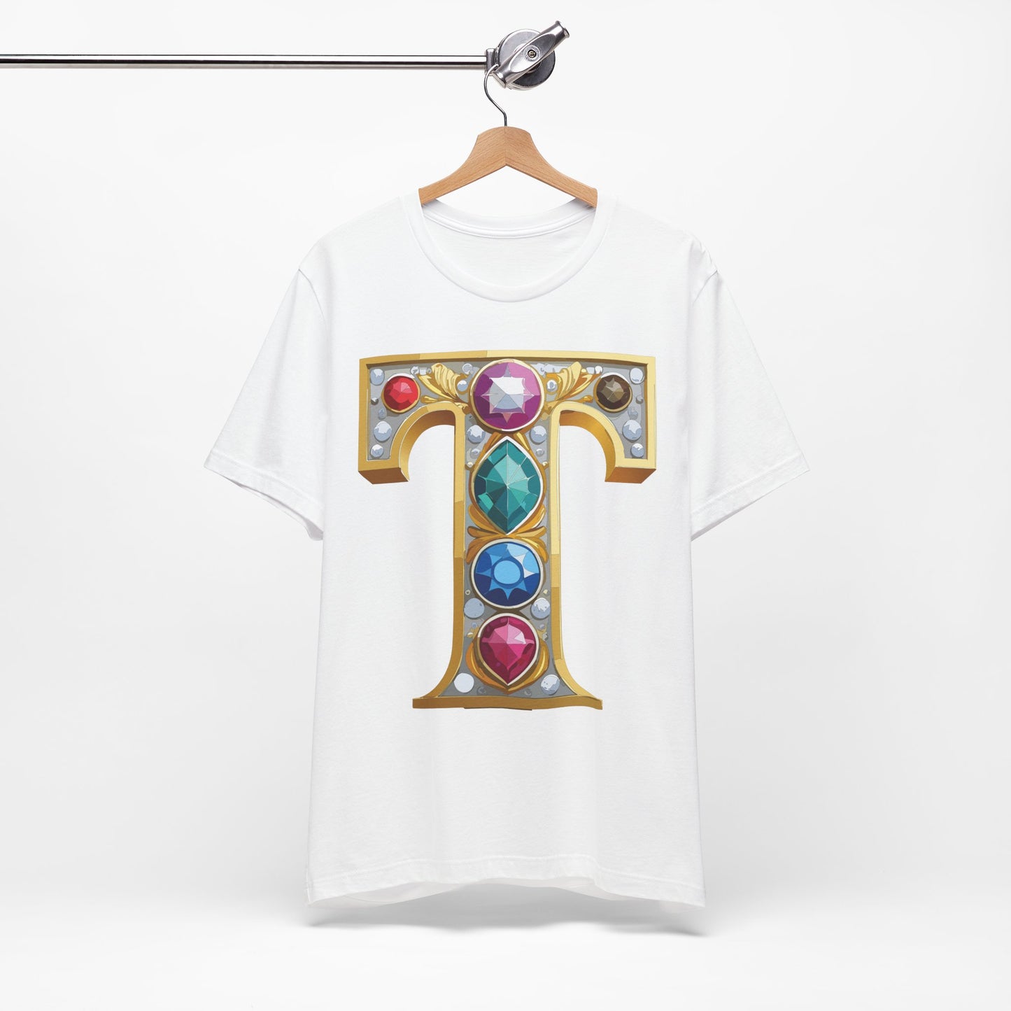 Letter Shirt, Shirt with Letters, Tee Shirt with Gold Letter, Shirt with Antique Letters