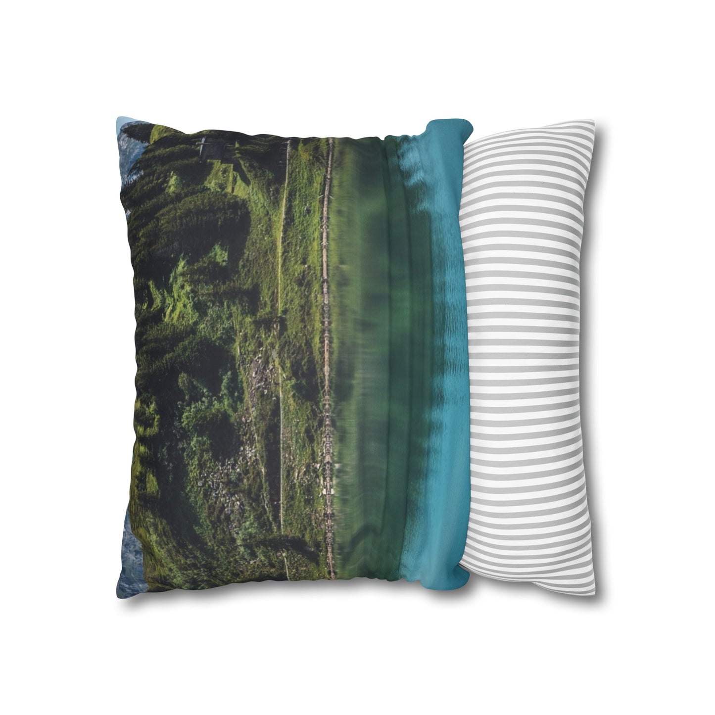 Faux Suede Square Pillowcase with Landscape