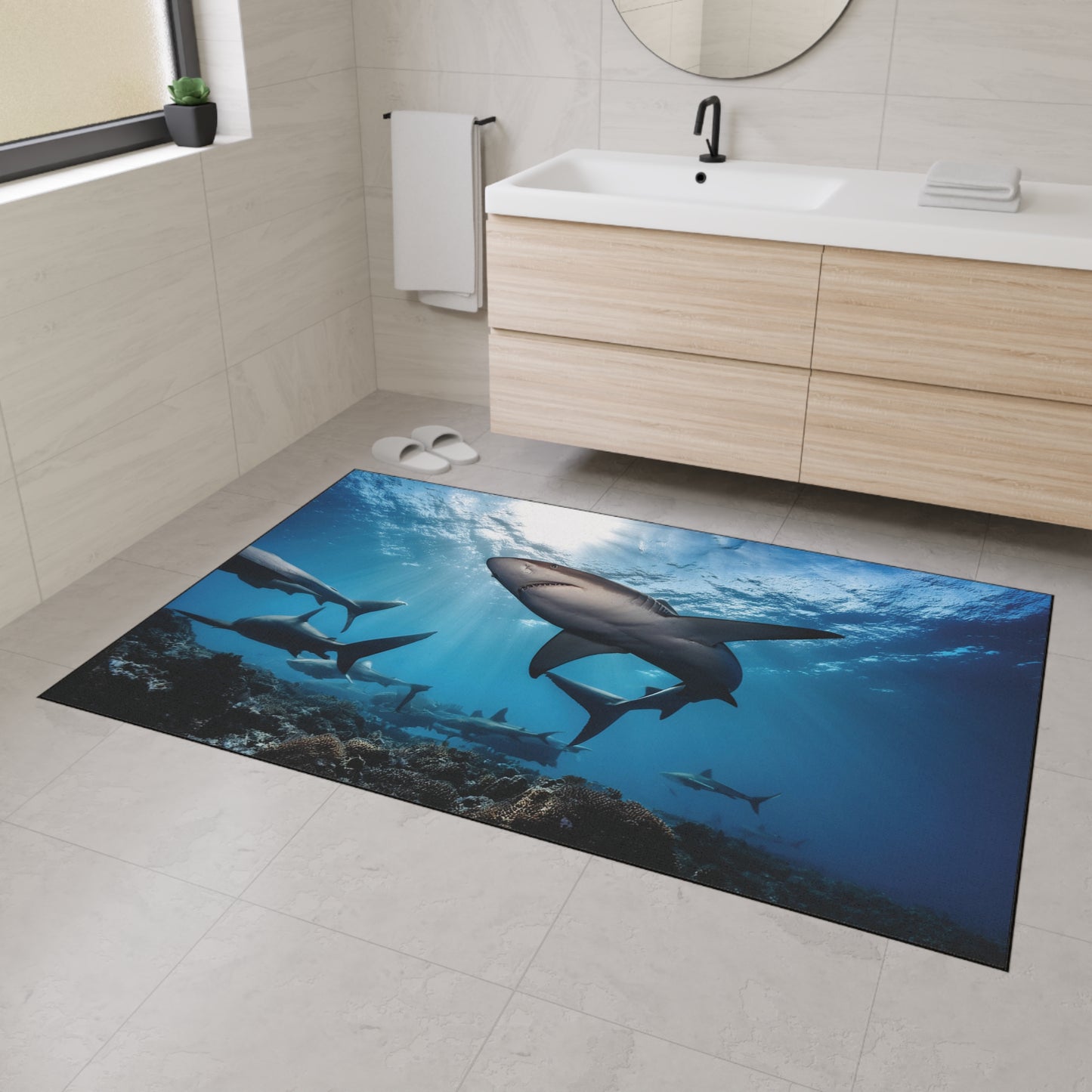 Heavy Duty Floor Mat - Deep Ocean - sharks