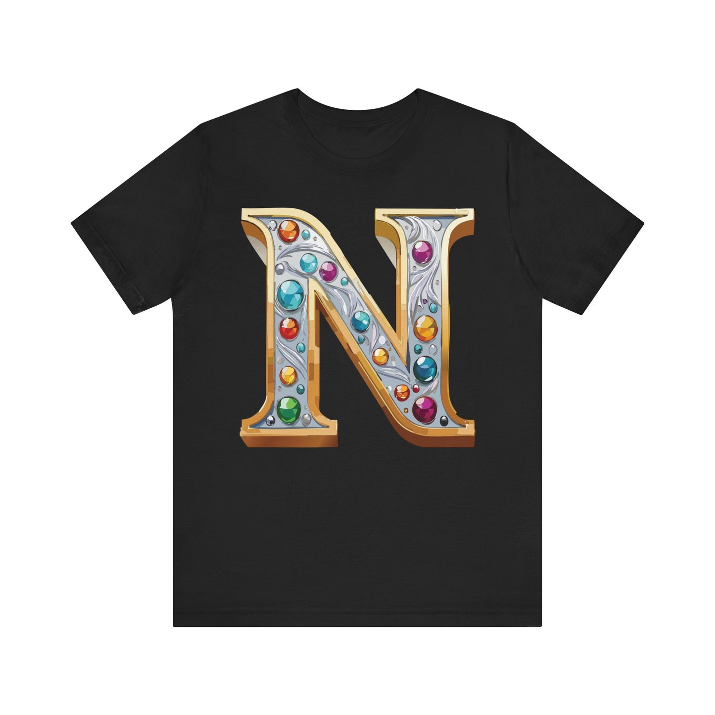Letter Shirt, Shirt with Letters, Tee Shirt with Gold Letter, Shirt with Antique Letters