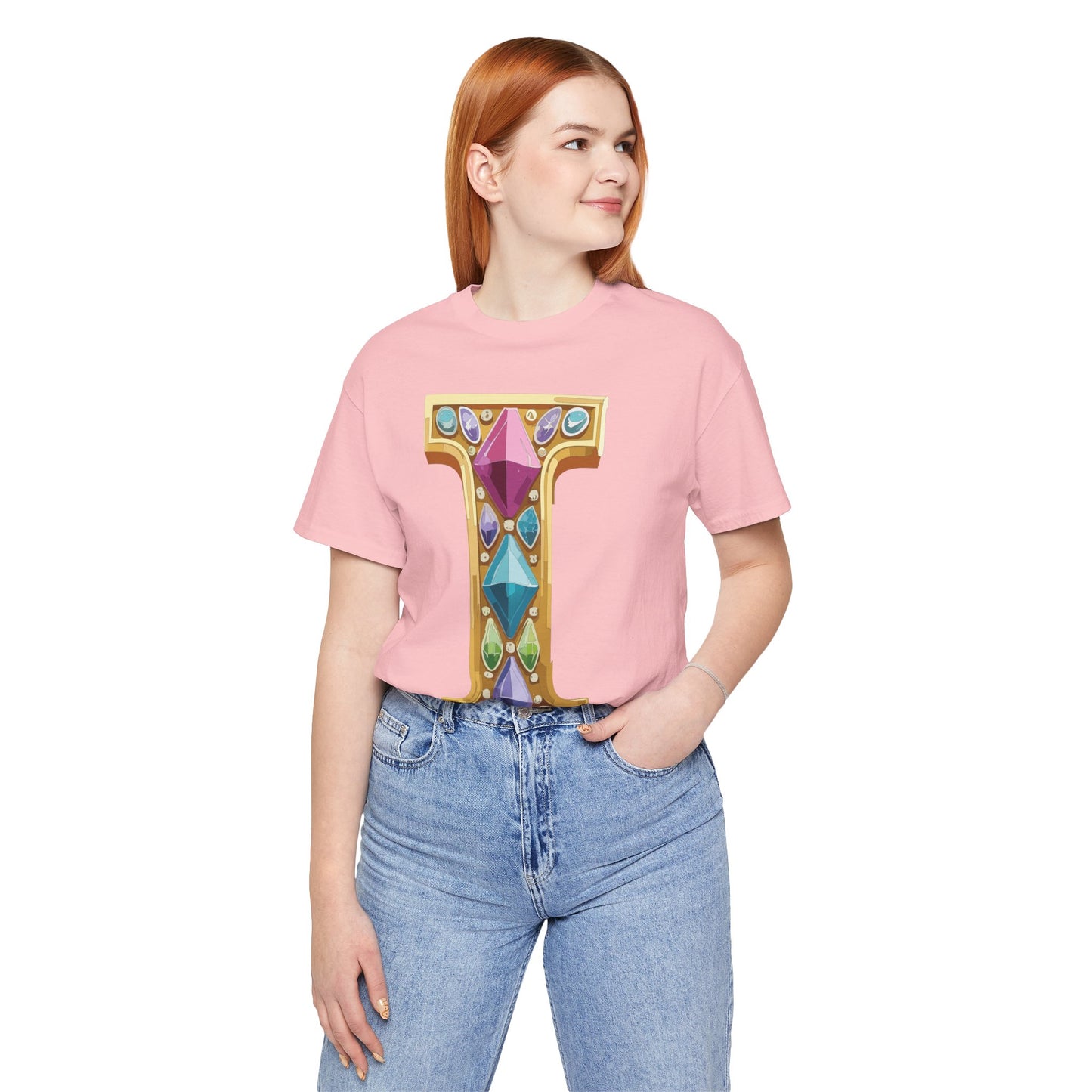 Letter Shirt, Shirt with Letters, Tee Shirt with Gold Letter, Shirt with Antique Letters