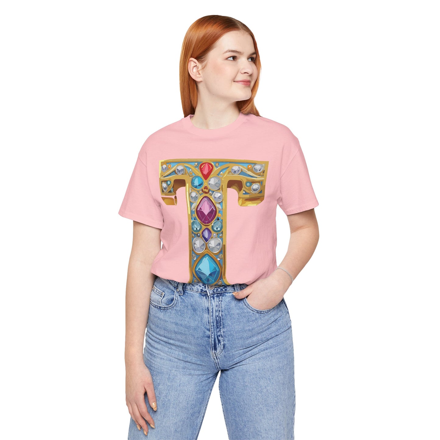 Letter Shirt, Shirt with Letters, Tee Shirt with Gold Letter, Shirt with Antique Letters