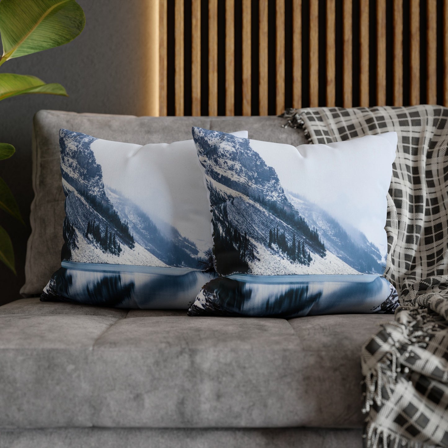 Faux Suede Square Pillowcase with Landscape