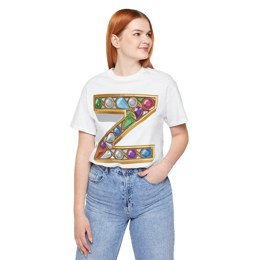 Letter Shirt, Shirt with Letters, Tee Shirt with Gold Letter, Shirt with Antique Letters