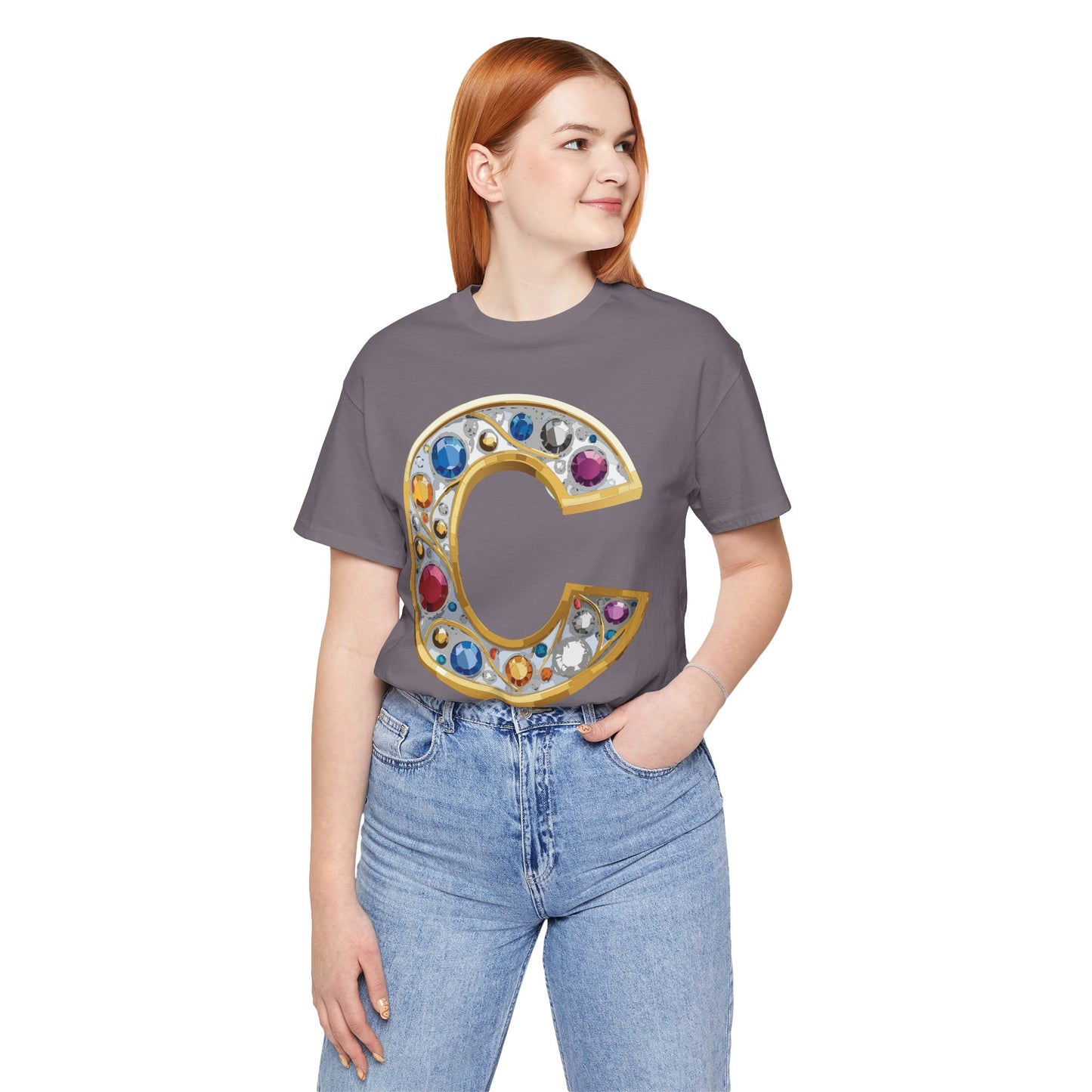 Letter Shirt, Shirt with Letters, Tee Shirt with Gold Letter, Shirt with Antique Letters