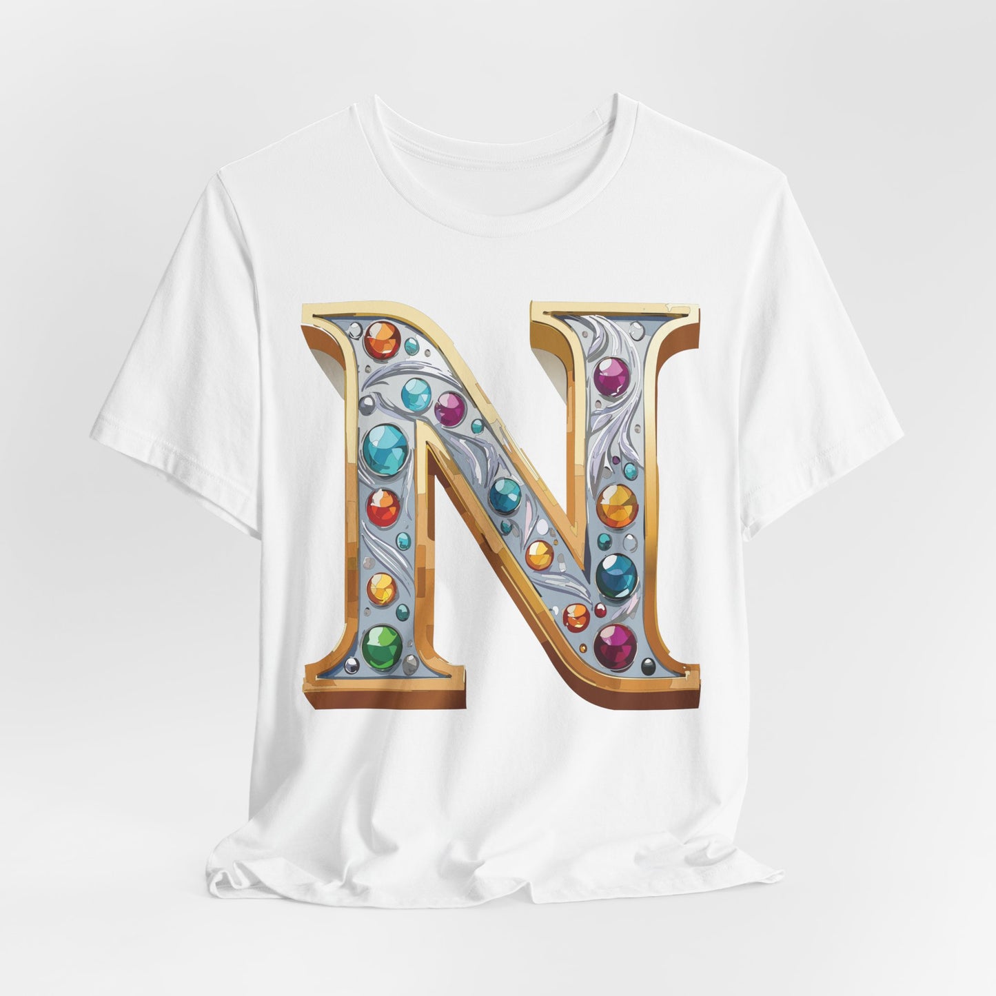 Letter Shirt, Shirt with Letters, Tee Shirt with Gold Letter, Shirt with Antique Letters