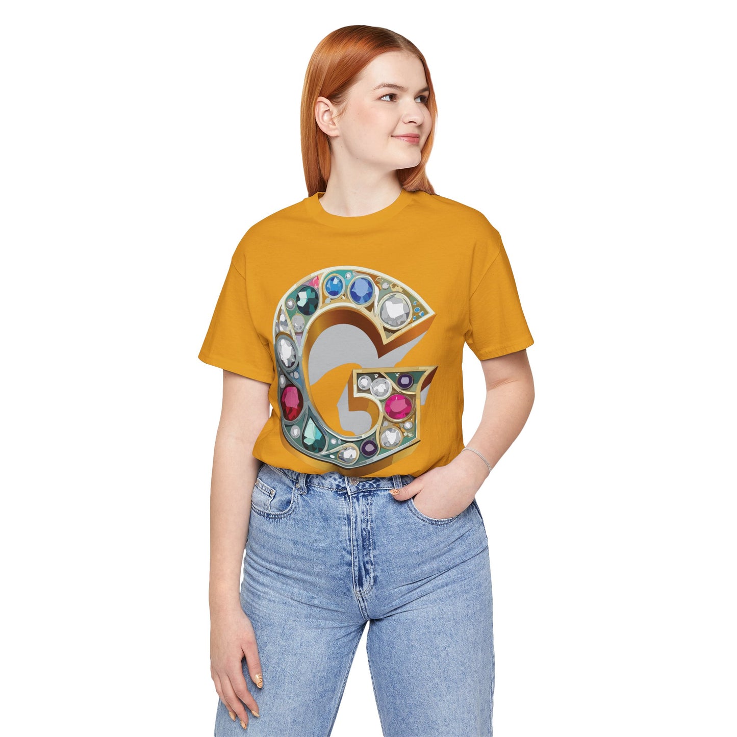 Letter Shirt, Shirt with Letters, Tee Shirt with Gold Letter, Shirt with Antique Letters