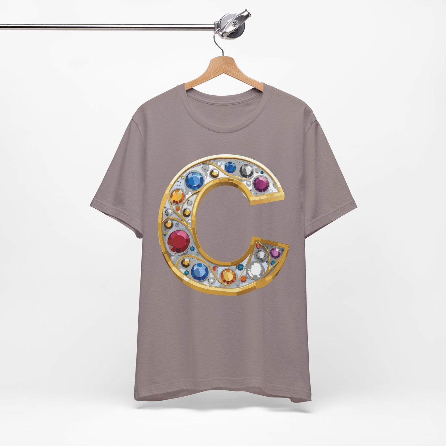 Letter Shirt, Shirt with Letters, Tee Shirt with Gold Letter, Shirt with Antique Letters