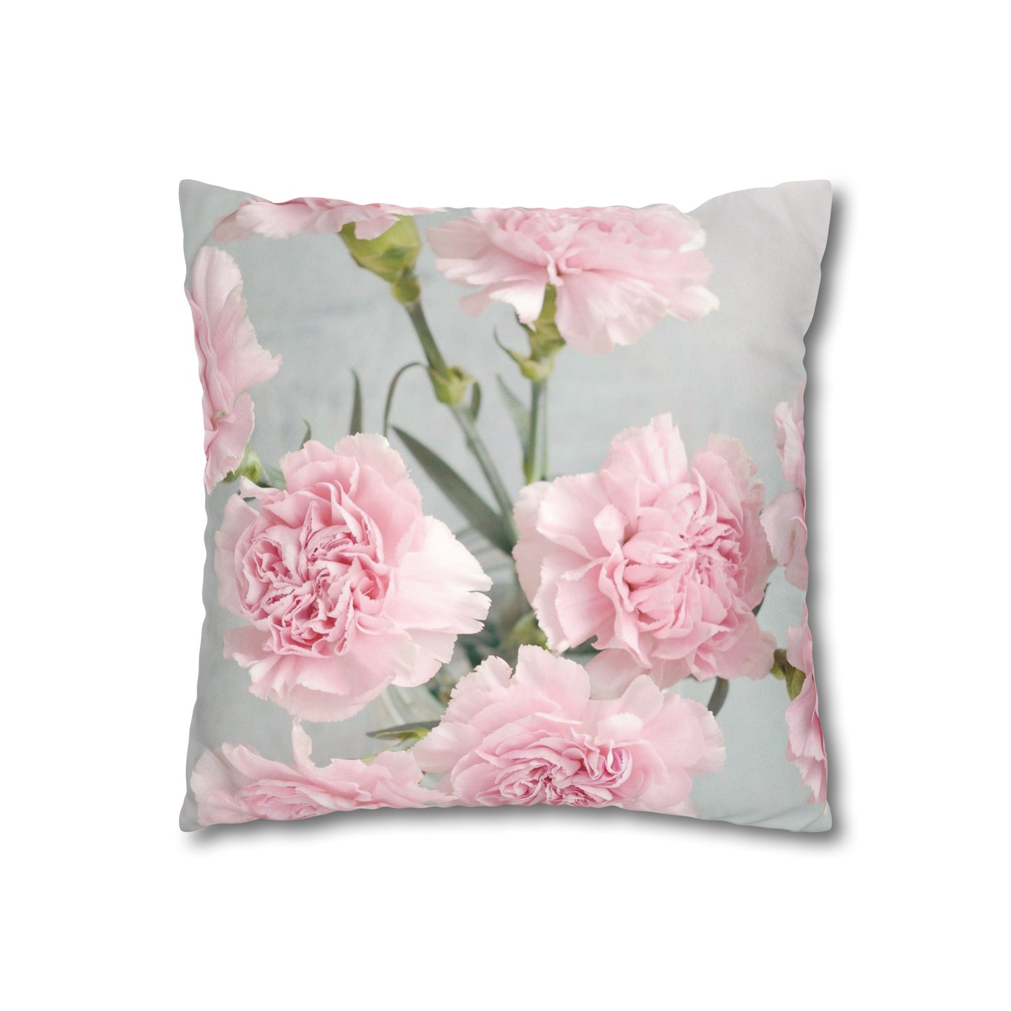 Floral Faux Suede Square Pillowcase