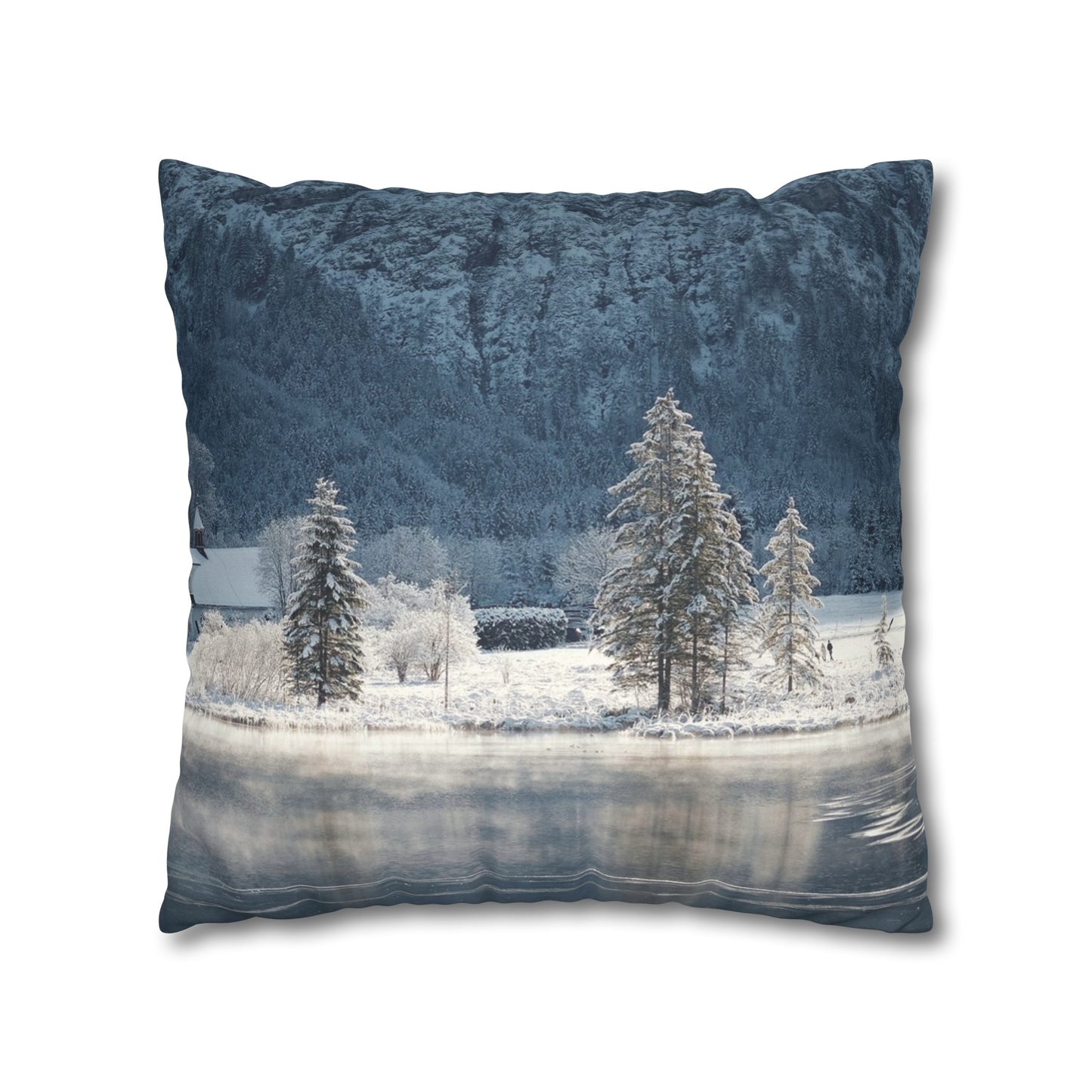 Faux Suede Square Pillowcase with Landscape