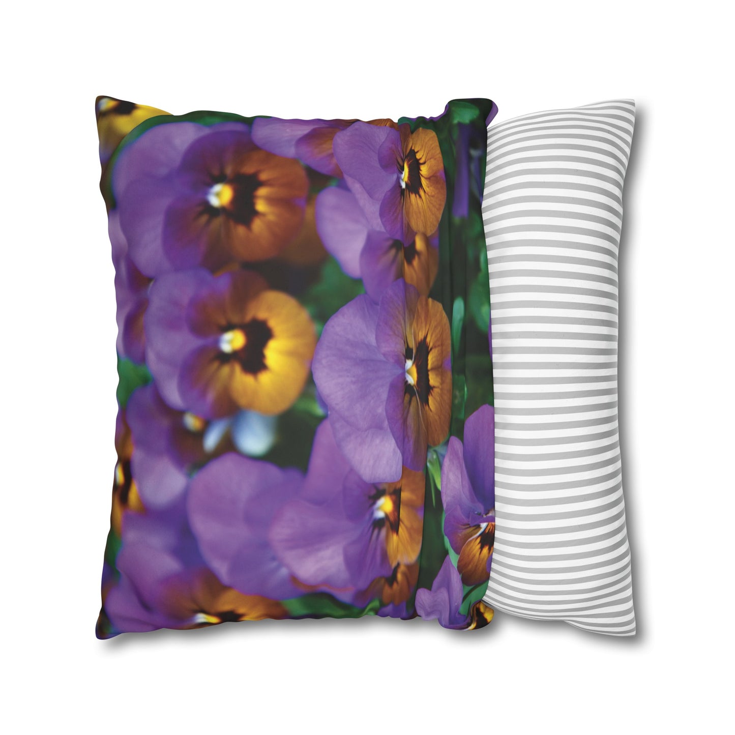 Floral Faux Suede Square Pillowcase