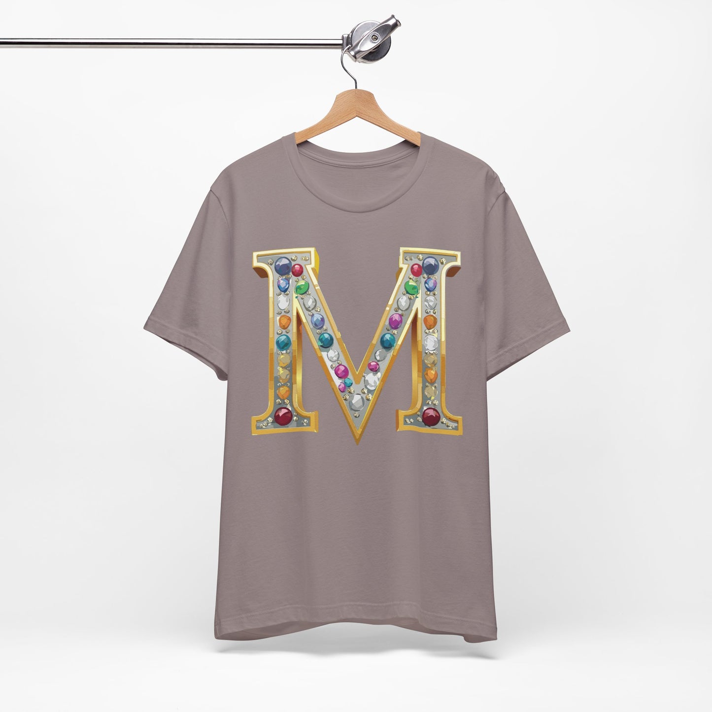 Letter Shirt, Shirt with Letters, Tee Shirt with Gold Letter, Shirt with Antique Letters
