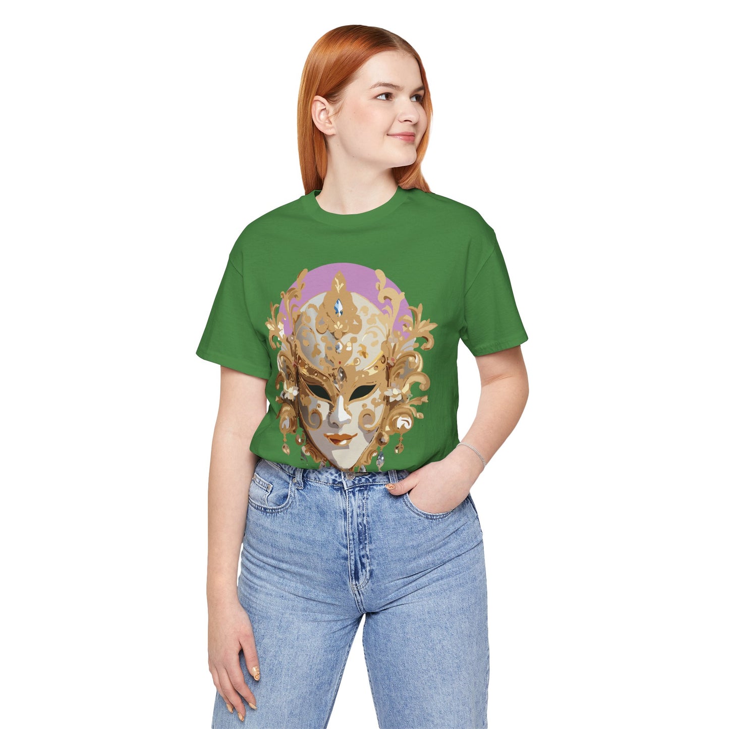 Mask Shirt, Shirt with Mask, Tee Shirt with Gold Face