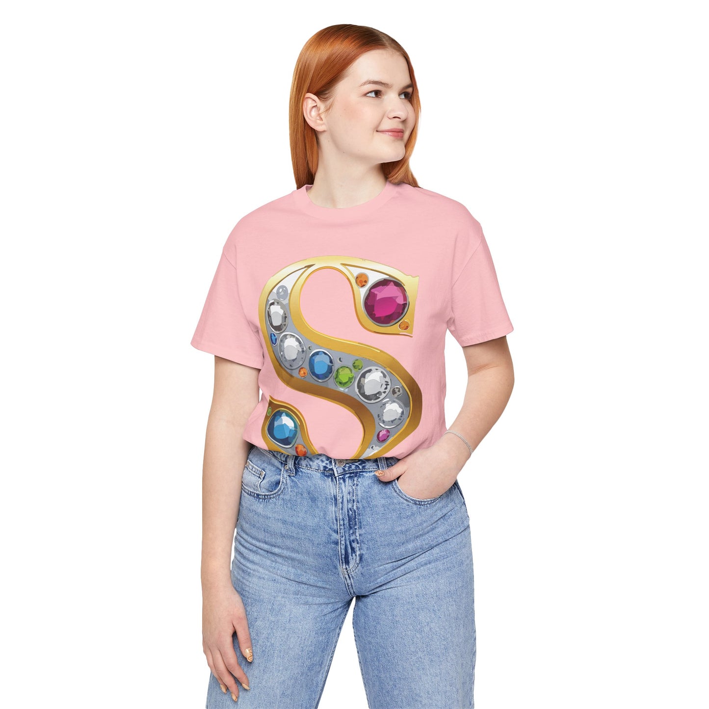 Letter Shirt, Shirt with Letters, Tee Shirt with Gold Letter, Shirt with Antique Letters