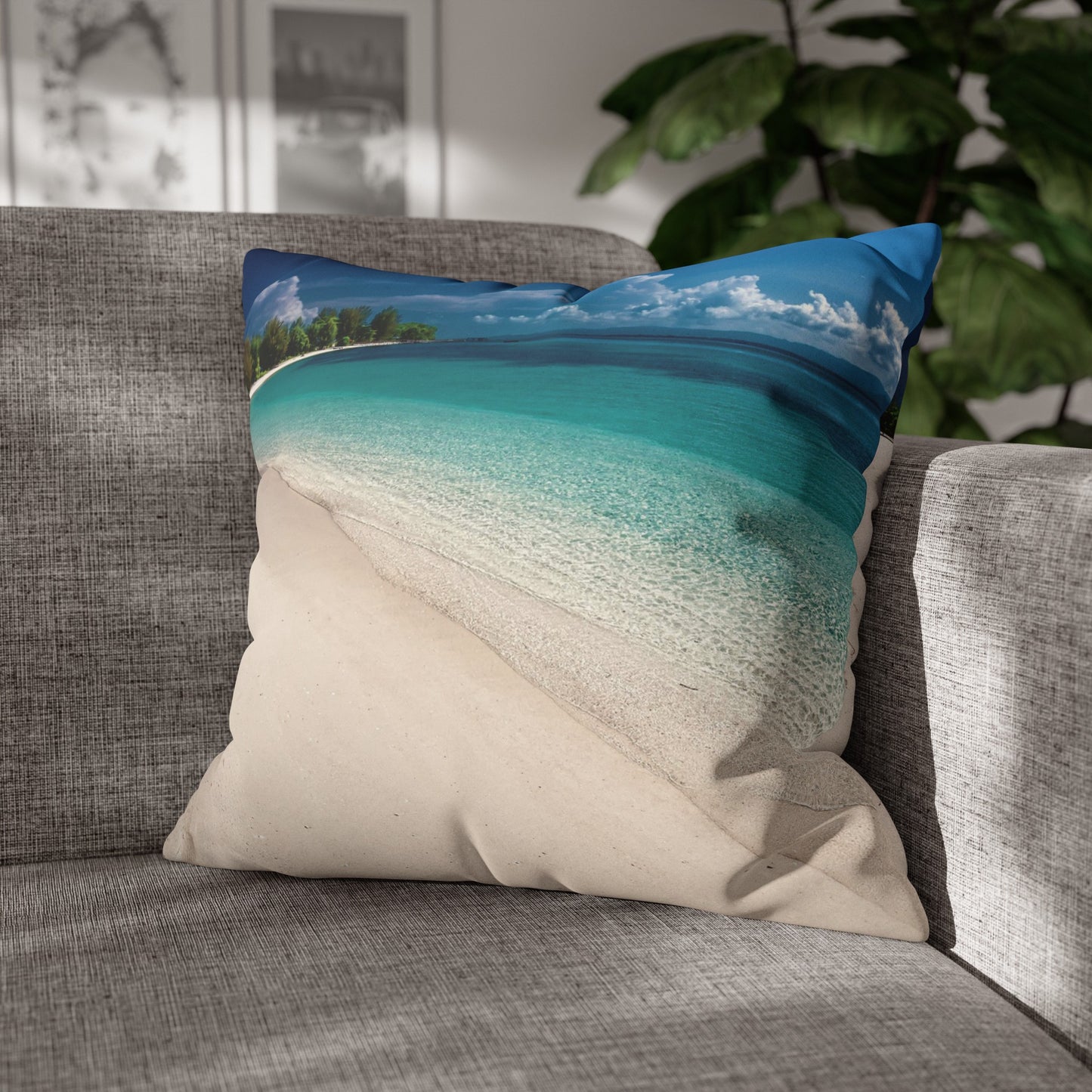 Beach Faux Suede Square Pillowcase