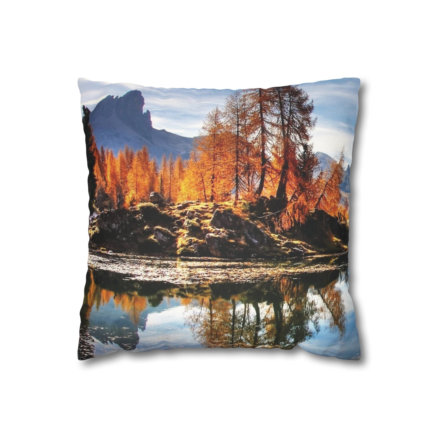 Faux Suede Square Pillowcase with Landscape