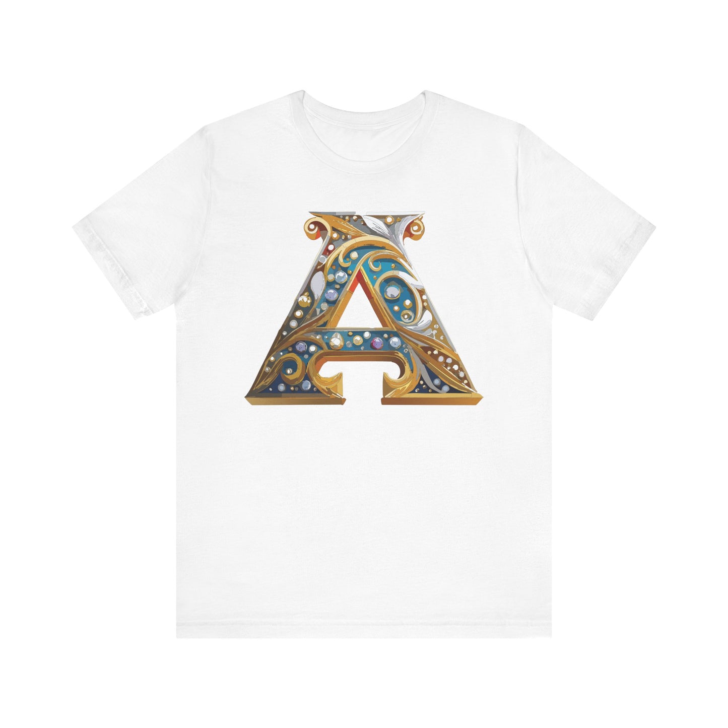 Letter Shirt, Shirt with Letters, Tee Shirt with Gold Letter, Shirt with Antique Letters