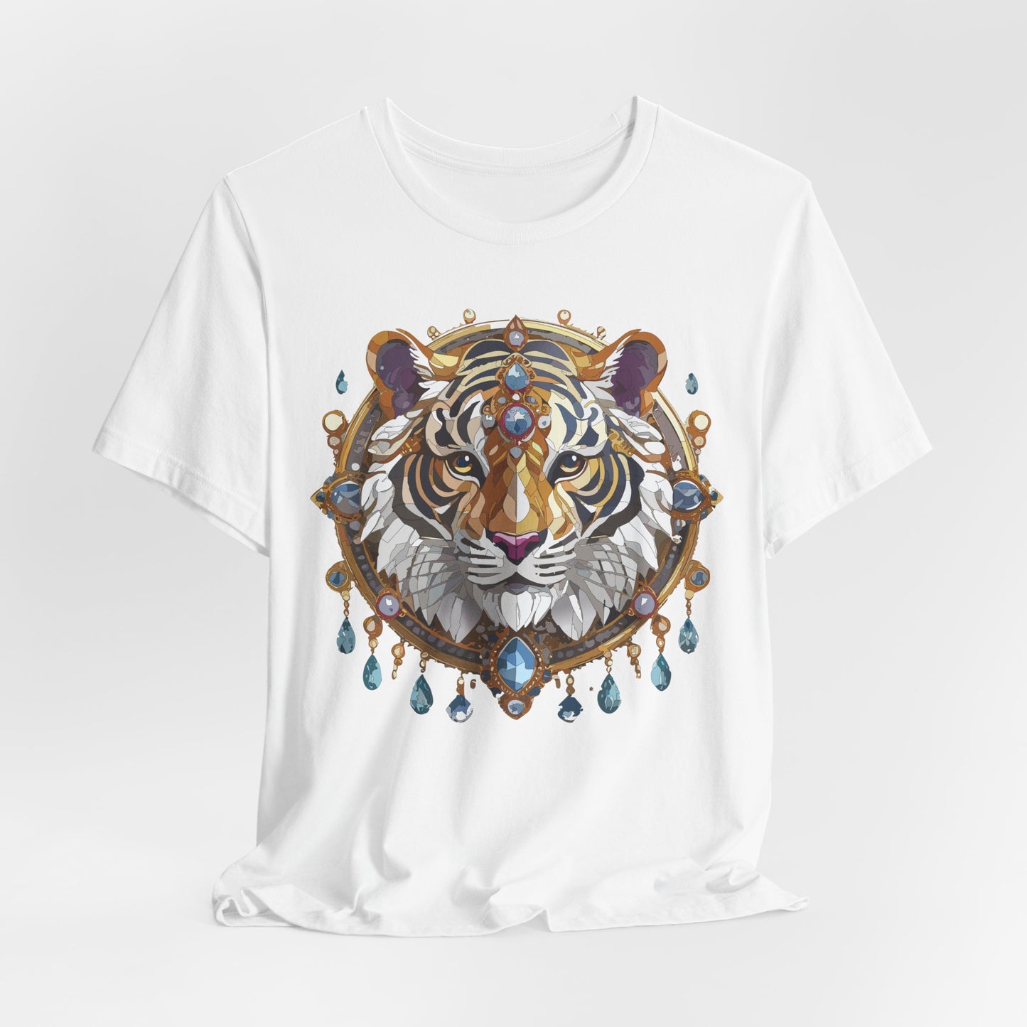 Animal Shirt, Shirt with Animal, Tee Shirt with Gold Animal Medal, Shirt with Antique Animal Medallion